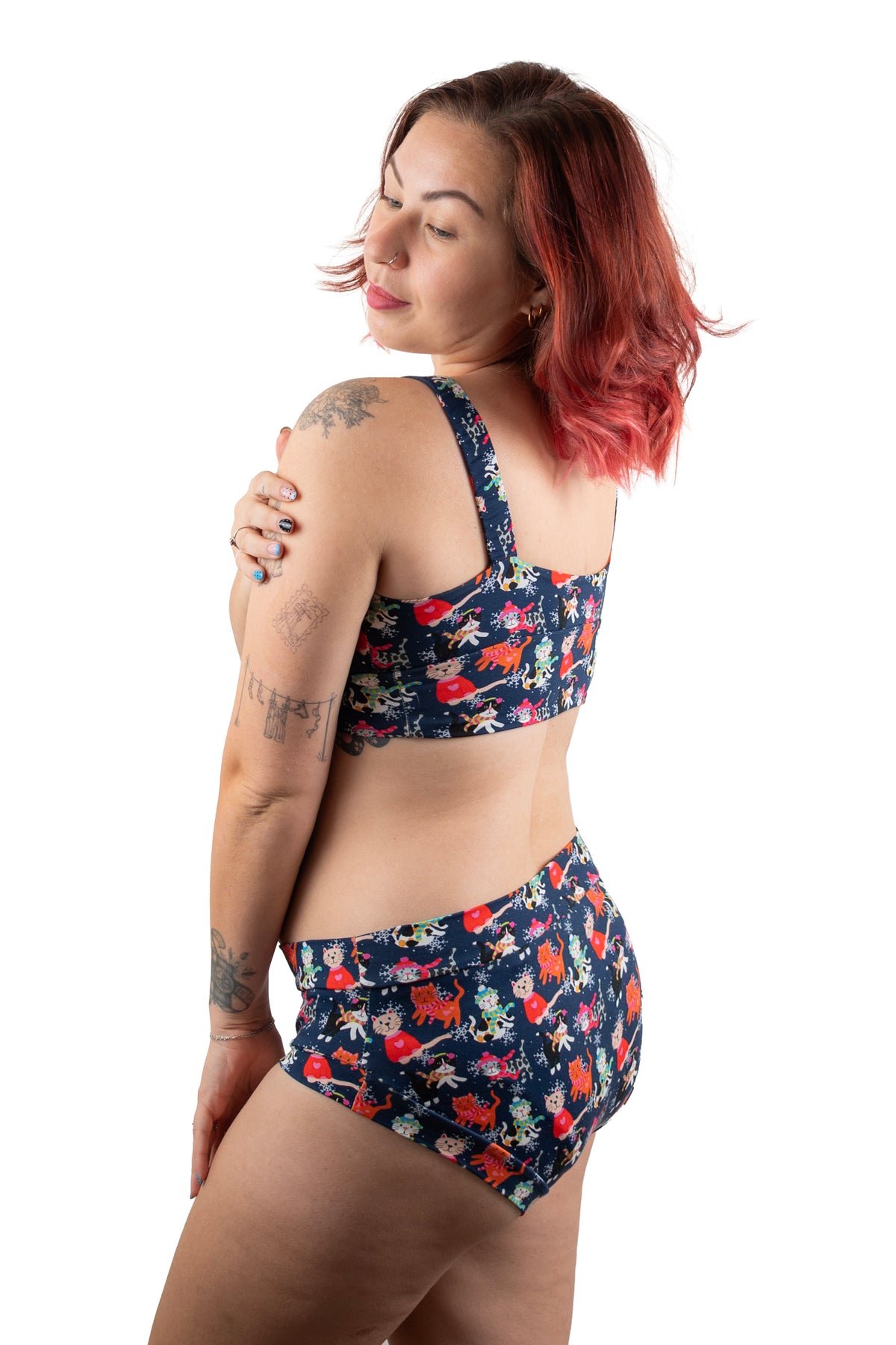 Winter Cats and Snowflakes | Organic Soft Cup Bra | A-O Cup
