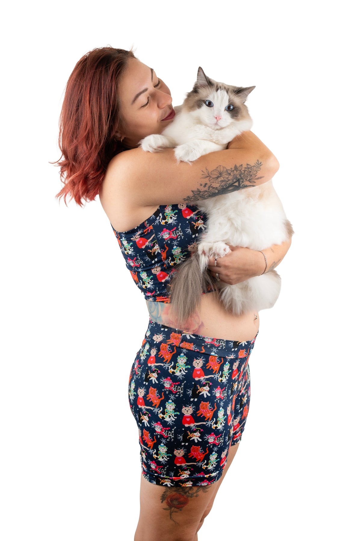 Winter Cats and Snowflakes | Unisex Organic Cotton Comfort Boxers | XS-6XL