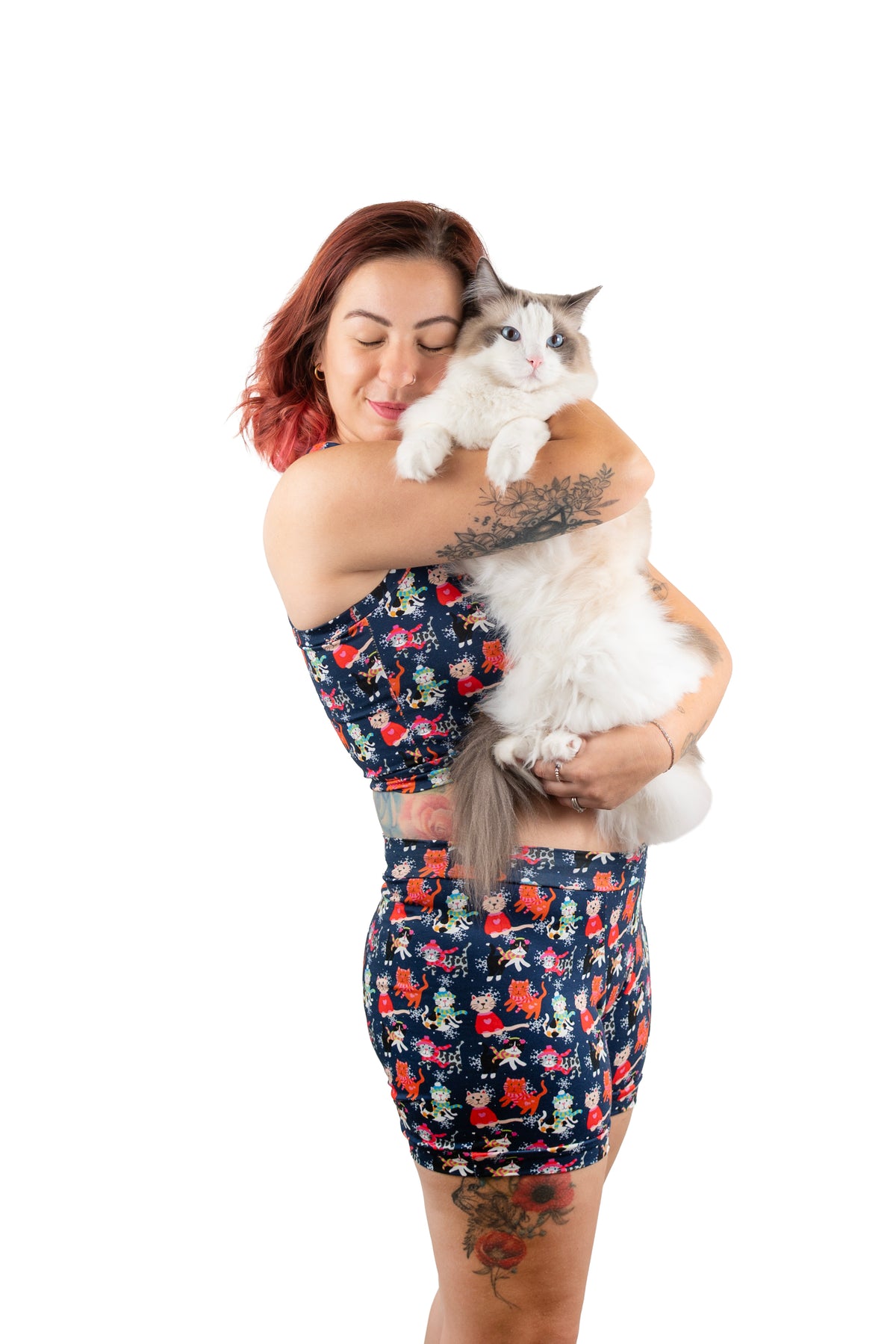 Winter Cats and Snowflakes | Unisex Organic Cotton Comfort Boxers | XS-6XL
