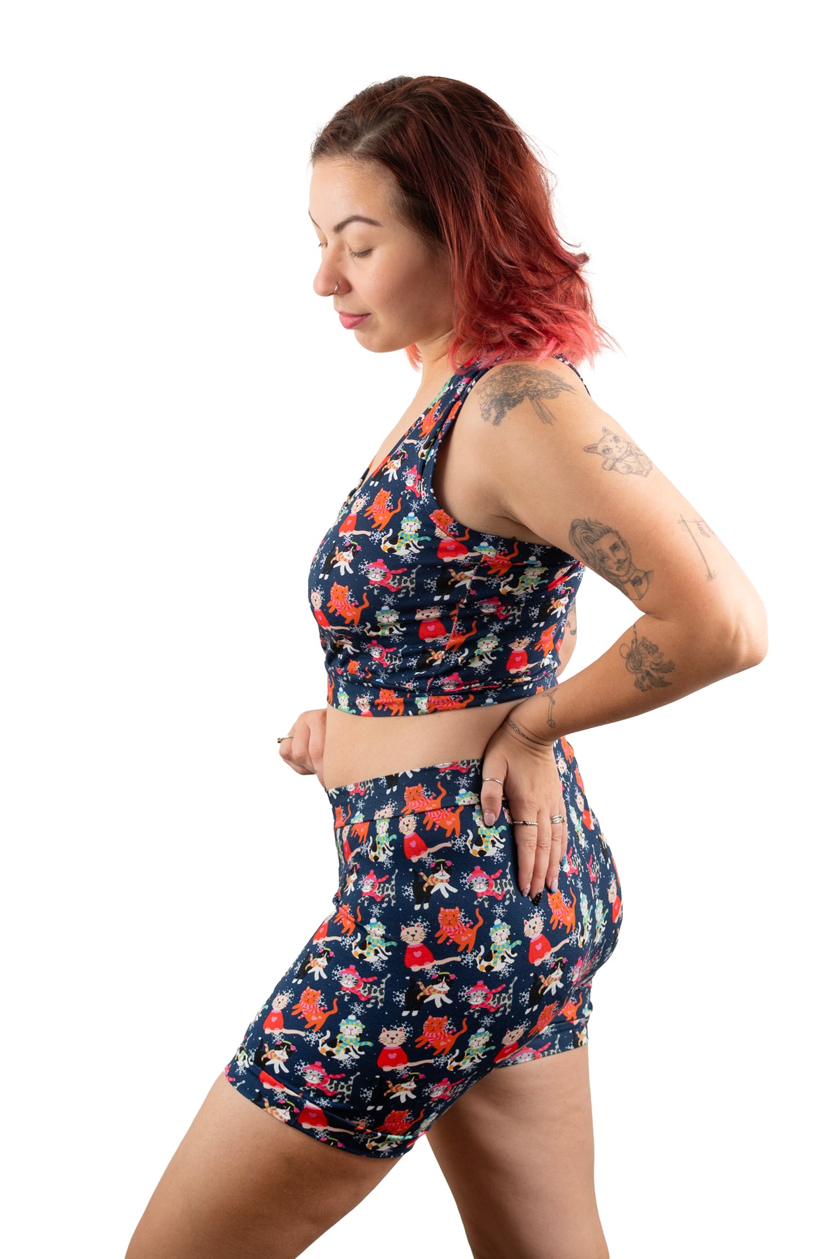 Winter Cats and Snowflakes | Unisex Organic Cotton Comfort Boxers | XS-6XL