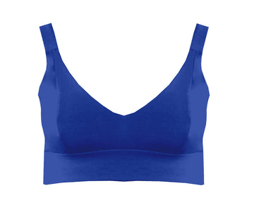 Blue Organic Cotton Bra | Handmade Non-Wired Bra | Sizes 24-60" Back, A-O Cup | Made in the UK by Designed by Debz