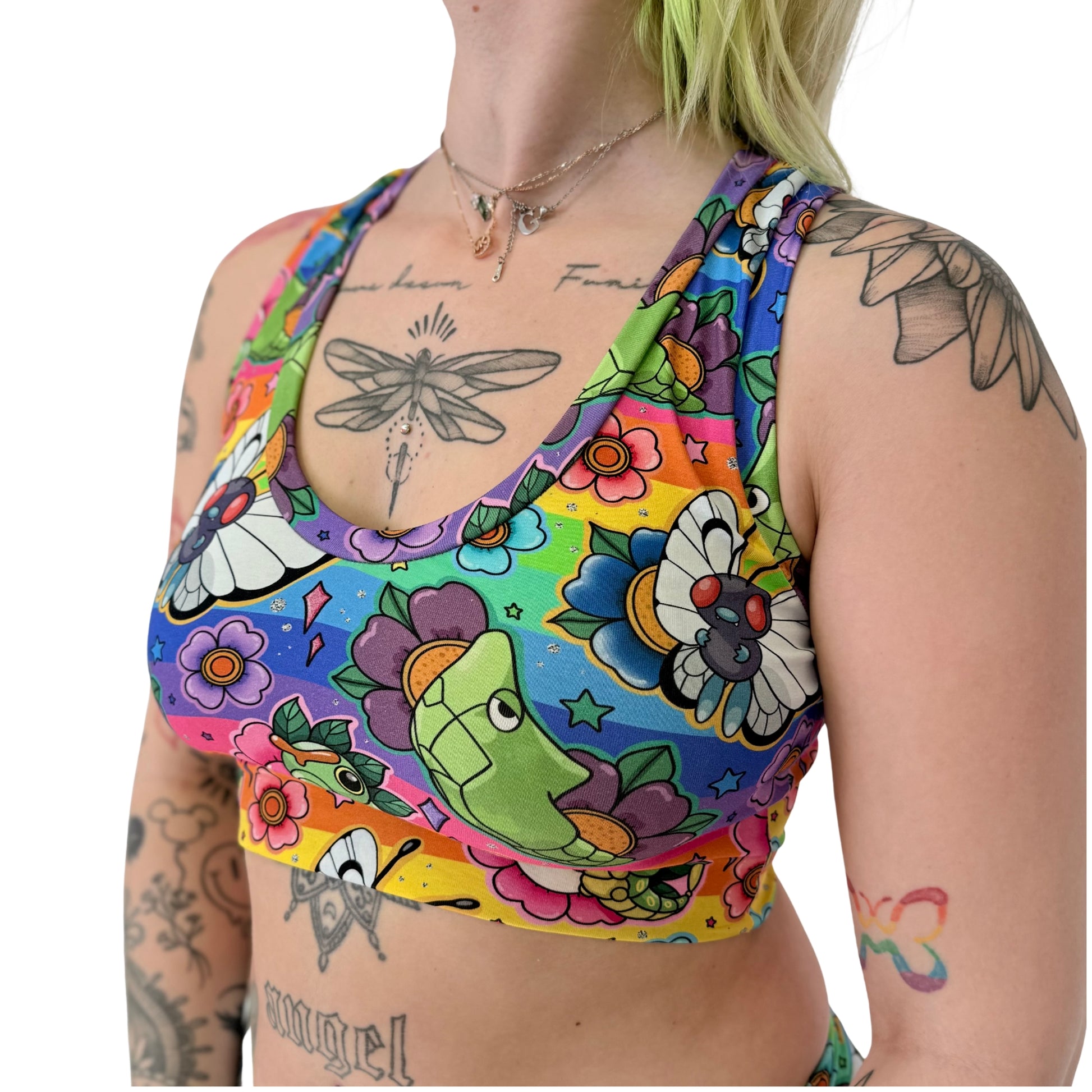 Organic cotton Wilde Mode Comfort Bralette by Designed By Debz featuring a floral pattern and soft, comfortable fit.