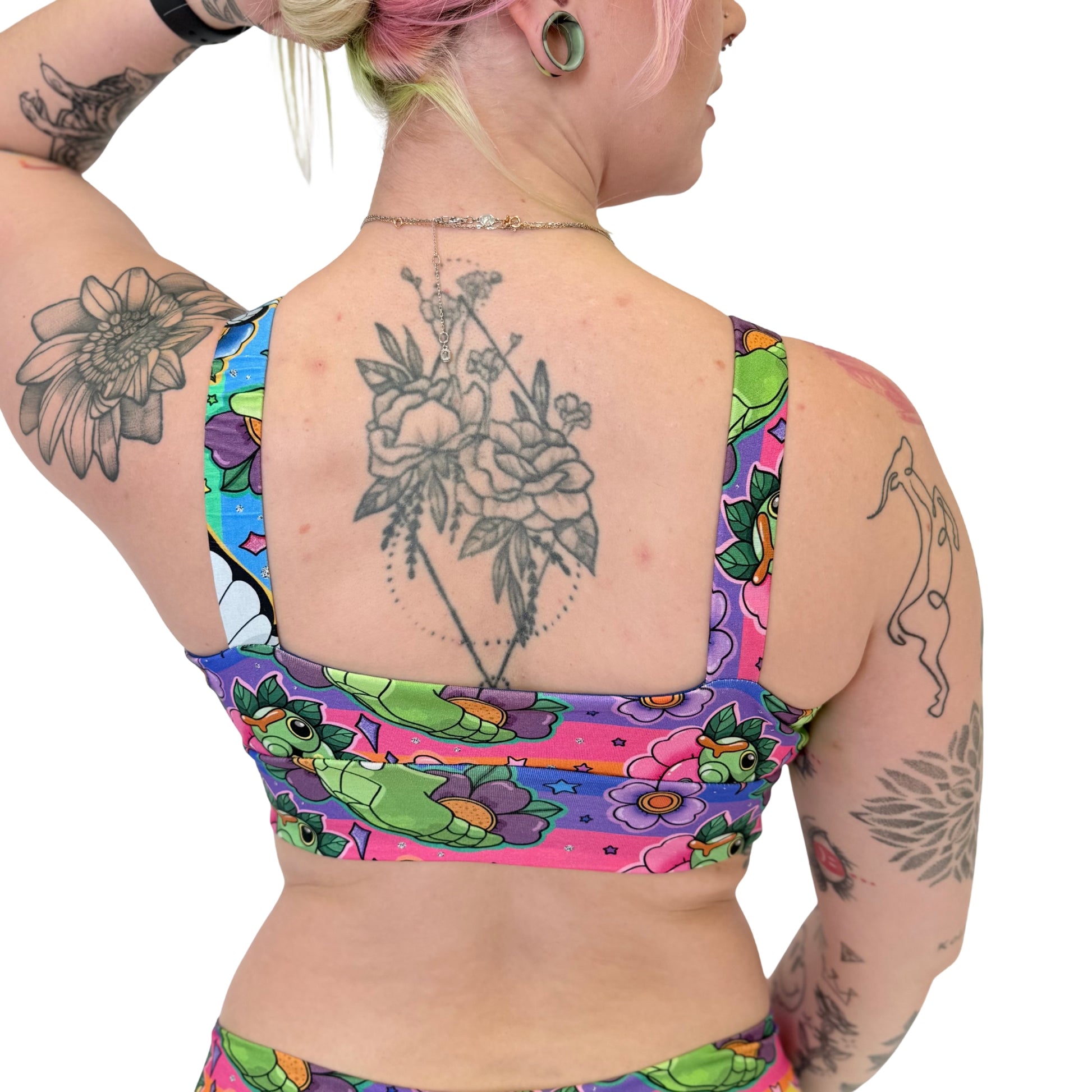 Floral pattern Wilde Mode Comfort Bra by Designed By Debz made of organic cotton, featuring soft, supportive floral design fabric.