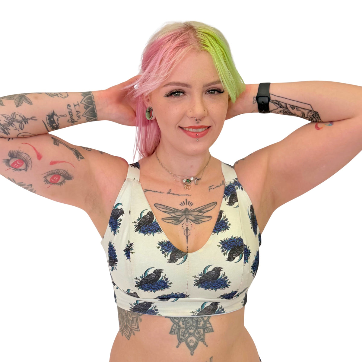Wilde Mode X Designed by Debz- Gothic Crows and Roses | Organic Soft Cup Bra | A-O Cup | Made in the UK