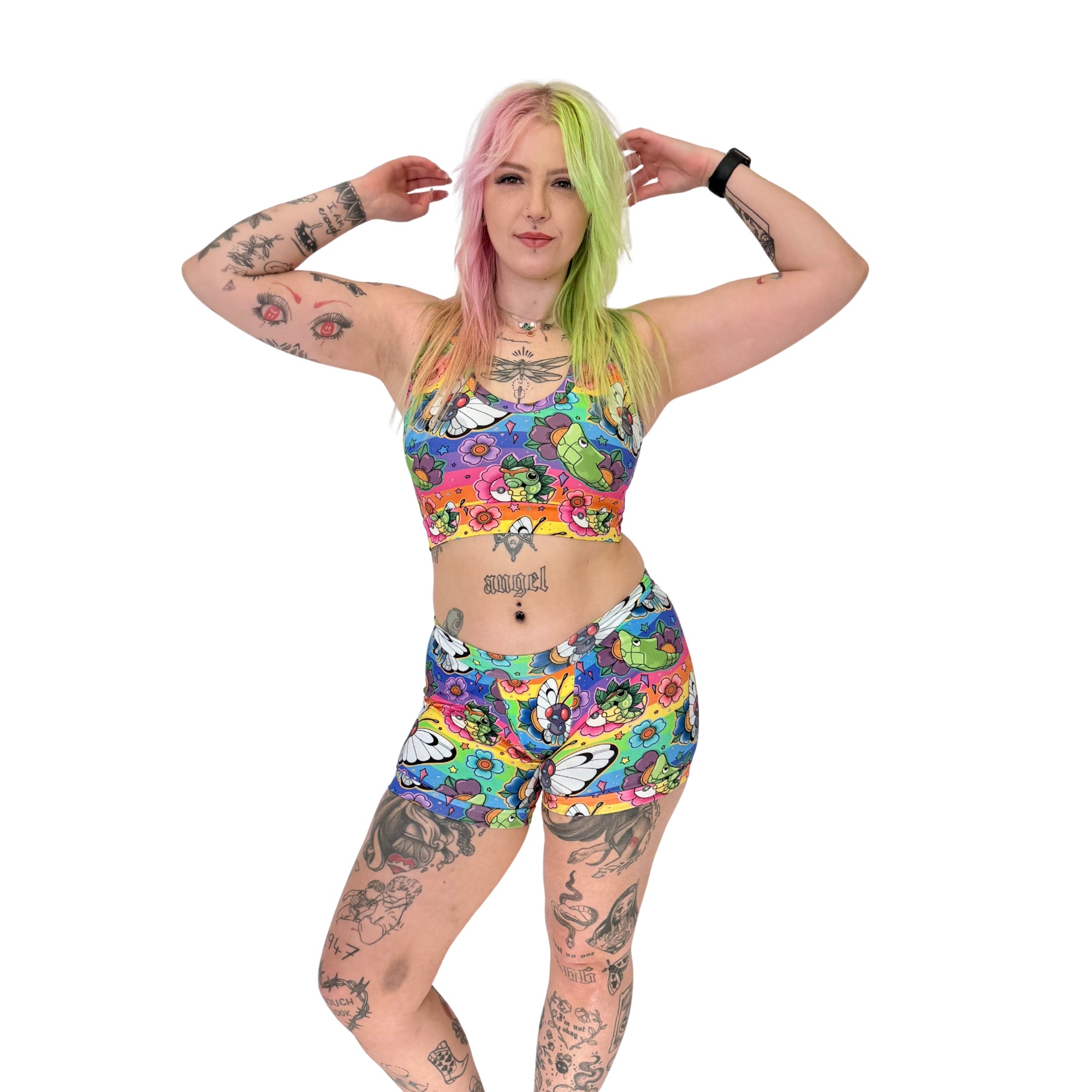 Organic cotton Comfort Boxers with a floral explosion pattern designed by Debz, featuring colorful wildflower-inspired print.