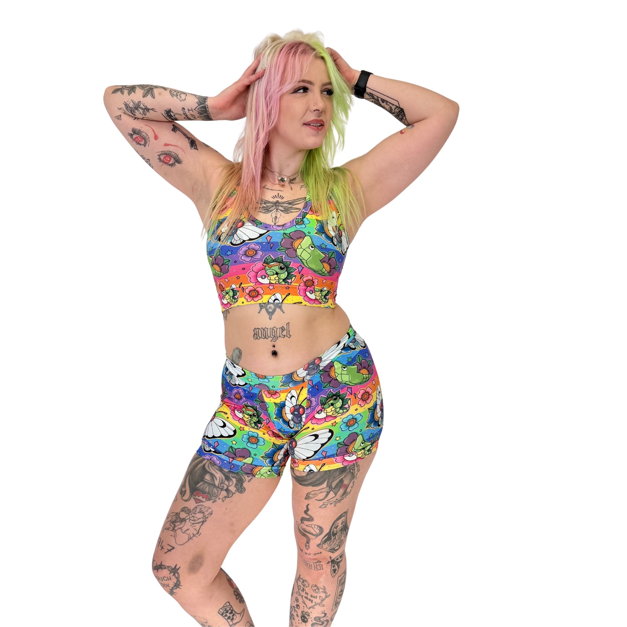 Organic cotton comfort boxers by Designed By Debz with a vibrant floral explosion pattern.