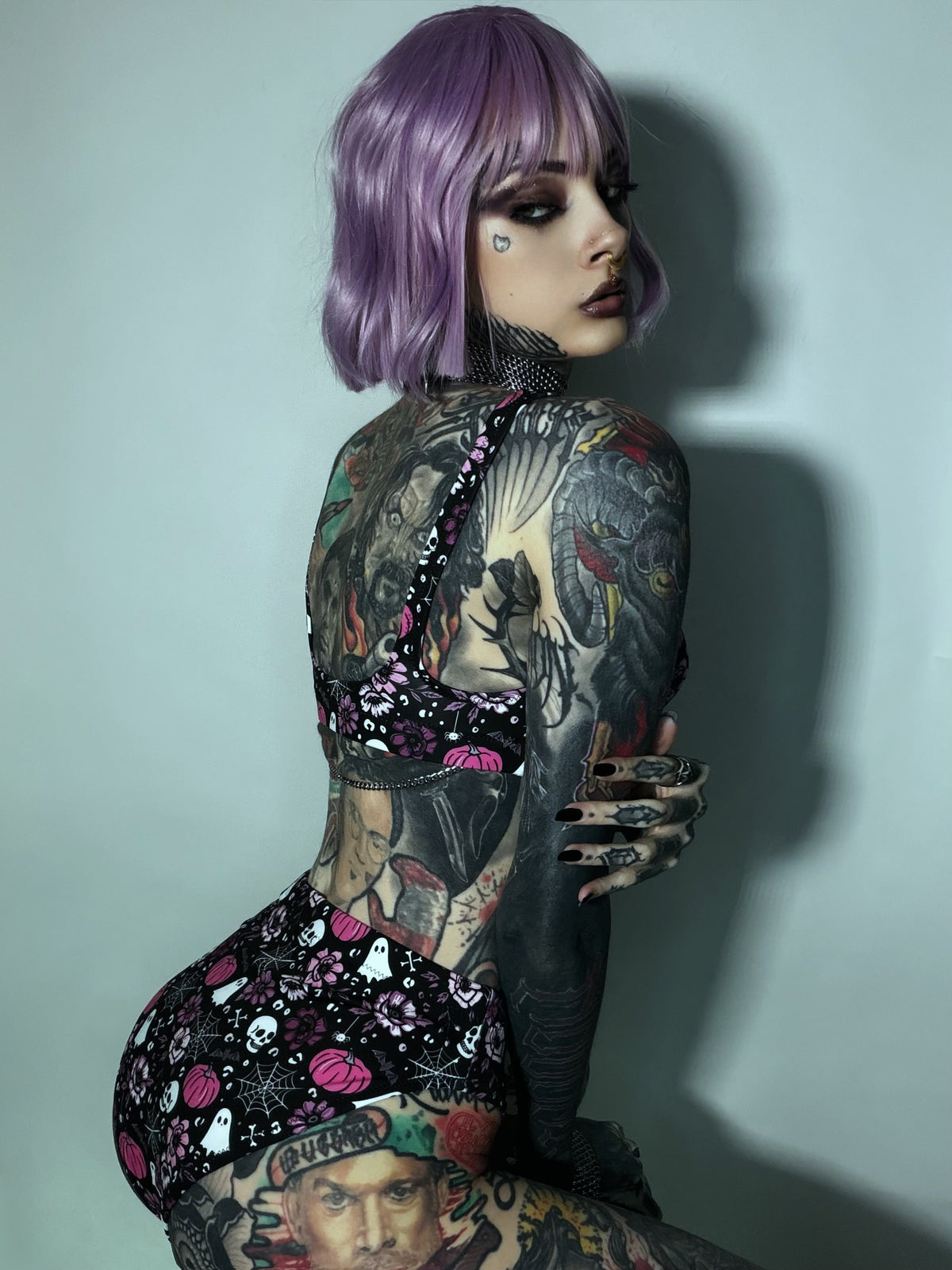 High-Waisted Bikini | Halloween in Pink | Recycled Swimwear