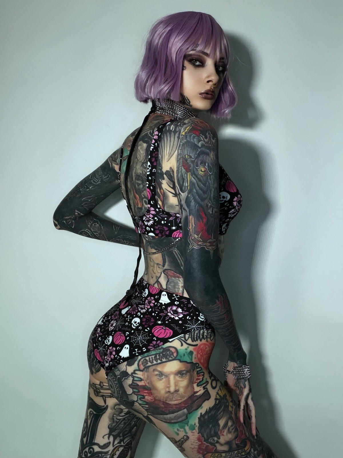 High-Waisted Bikini | Halloween in Pink | Recycled Swimwear
