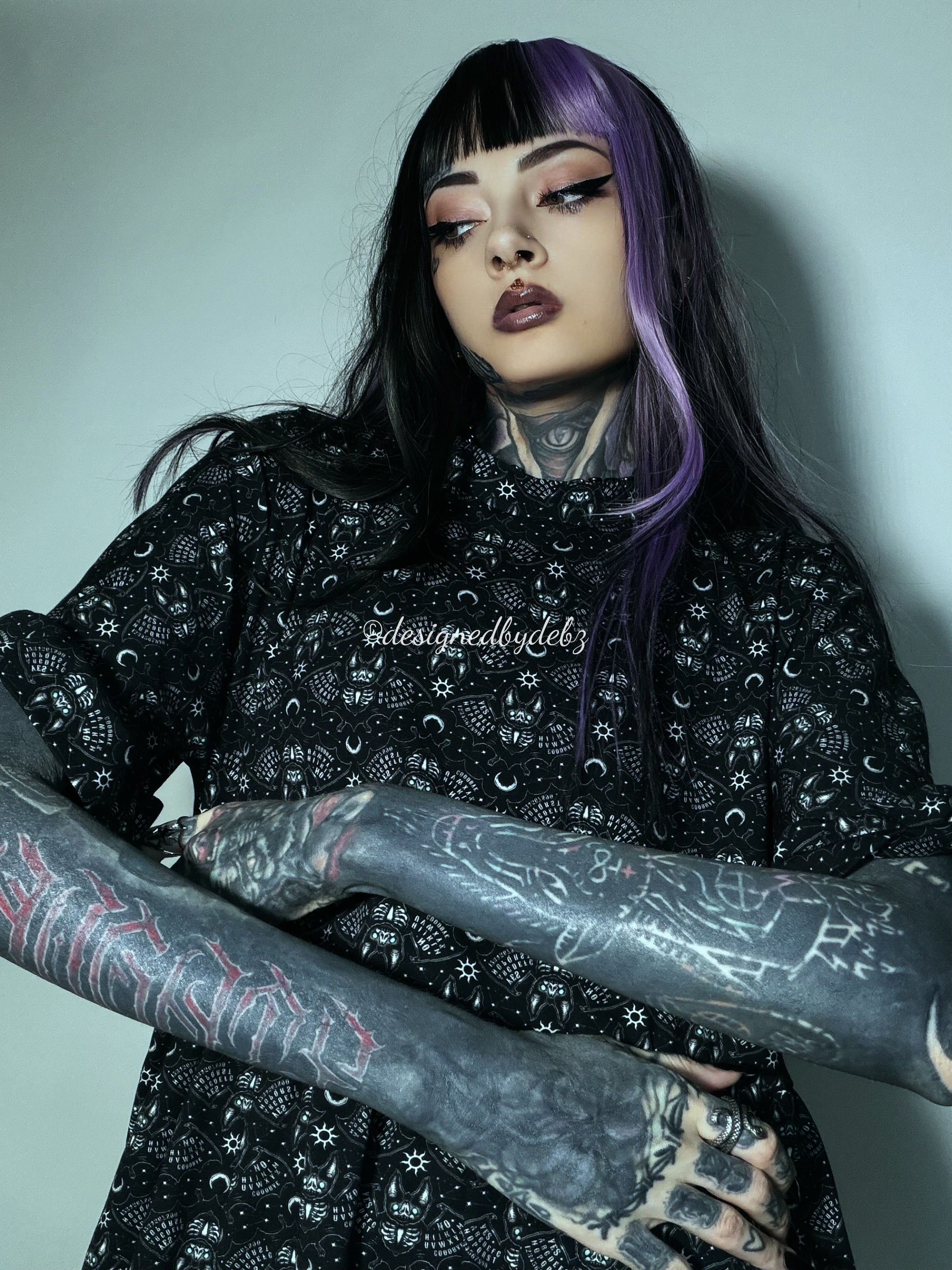 Ouija Bats Smock Dress | Handmade in the UK | XS-4XL | Limited Edition