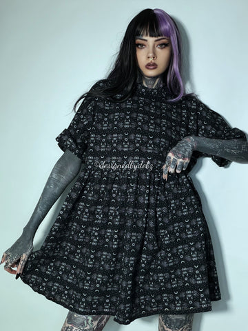 Ouija Bats Smock Dress | Handmade in the UK | XS-4XL | Limited Edition