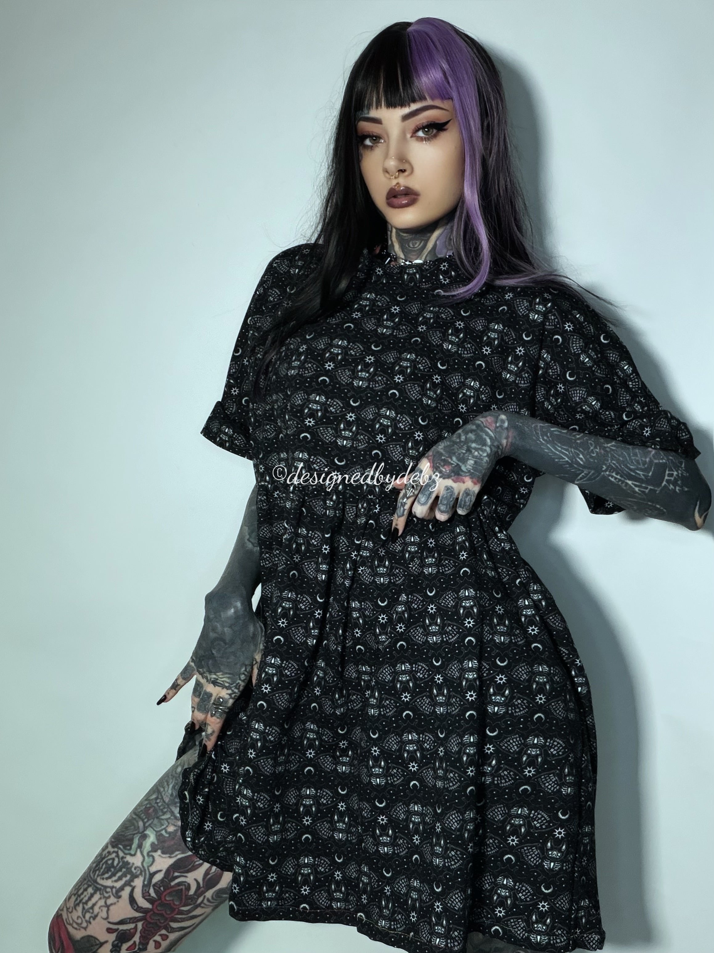 Ouija Bats Smock Dress | Handmade in the UK | XS-4XL | Limited Edition