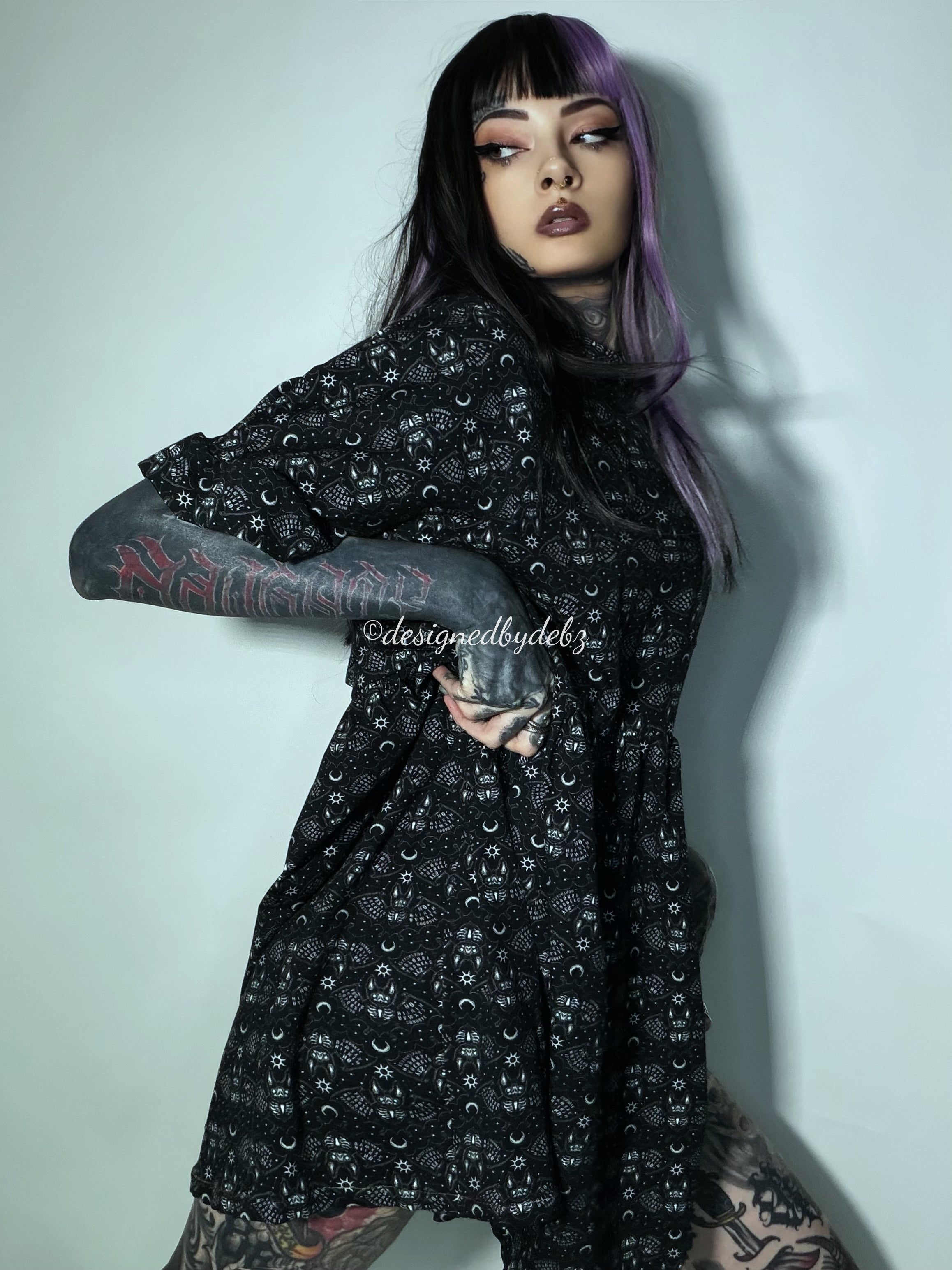 Ouija Bats Smock Dress | Handmade in the UK | XS-4XL | Limited Edition