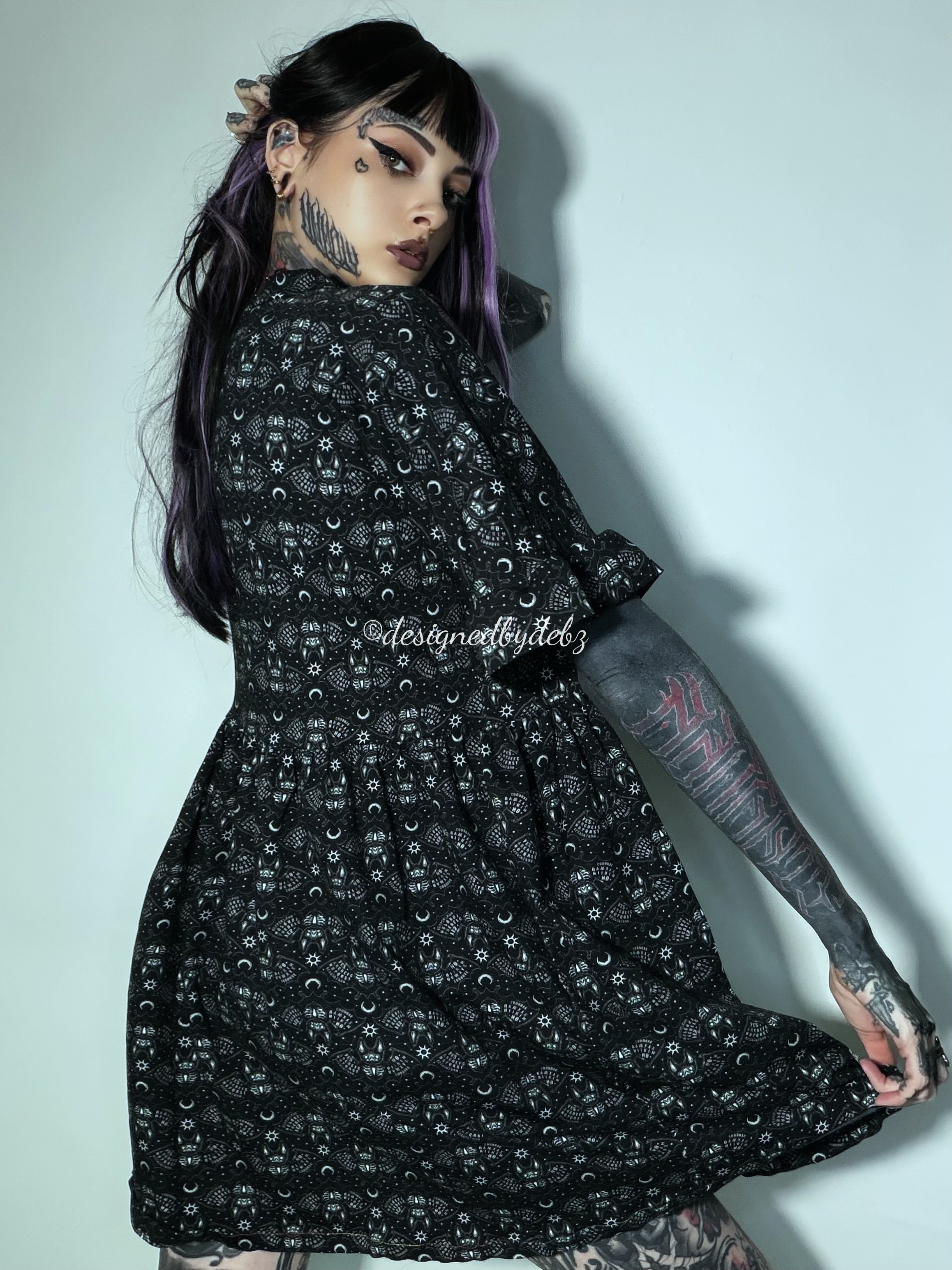 Ouija Bats Smock Dress | Handmade in the UK | XS-4XL | Limited Edition