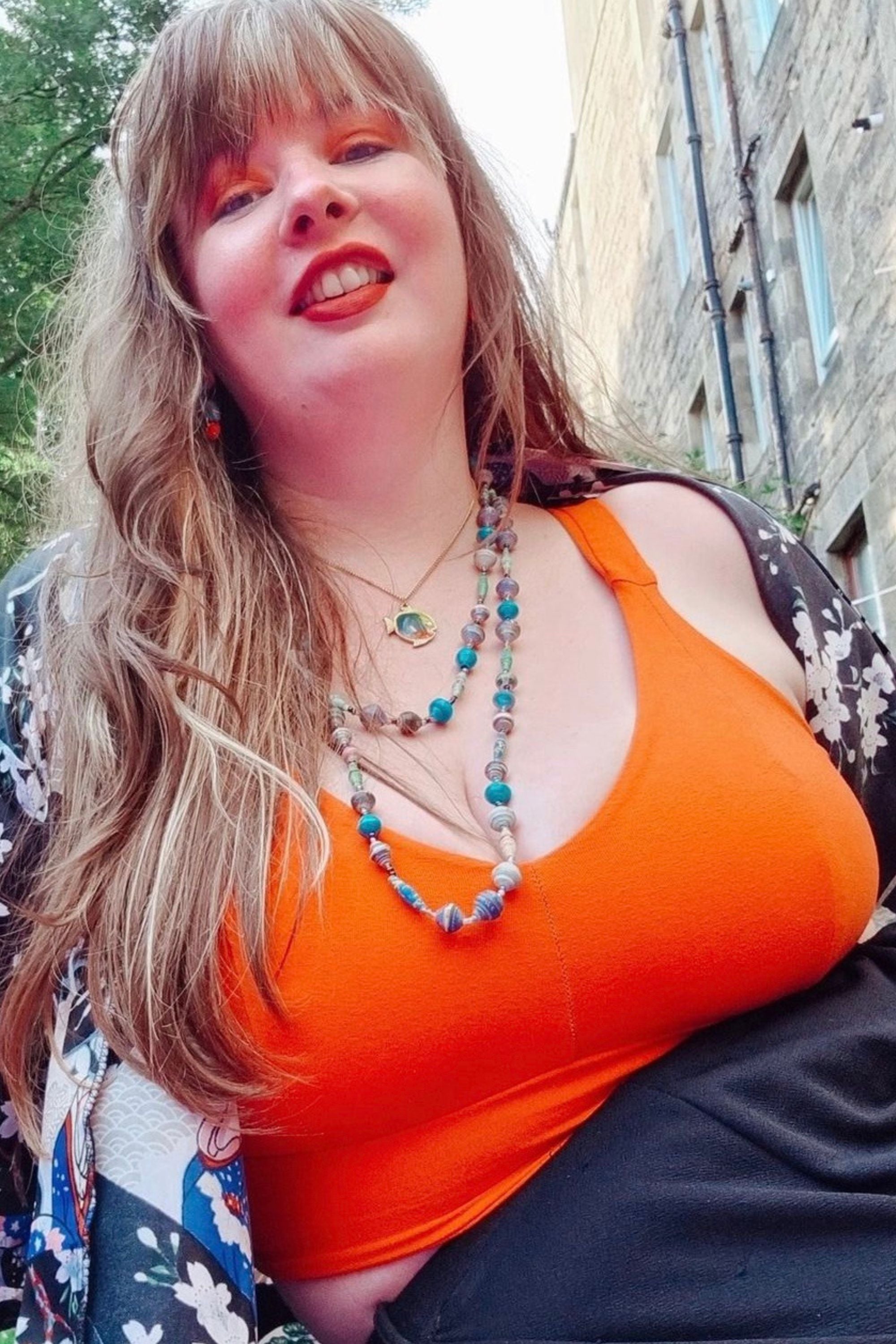 Orange Organic Cotton Bra | Handmade Non-Wired Bra | Sizes 24-60" Back, A-O Cup | Made in the UK by Designed by Debz