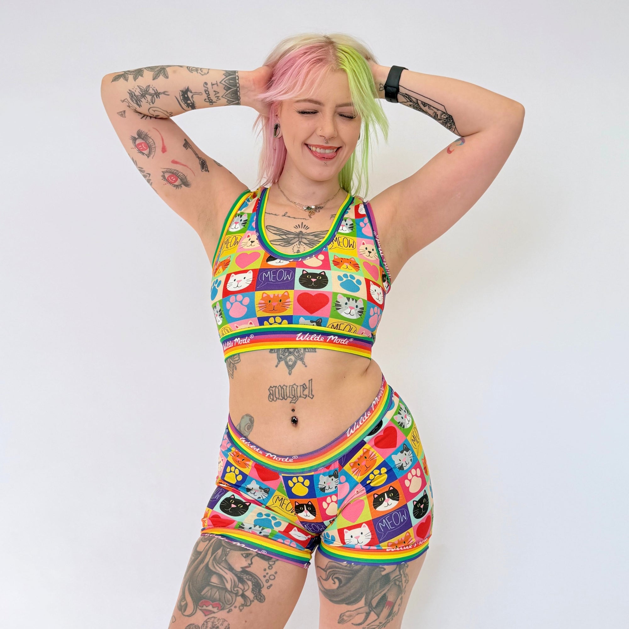 Comfort Bralette | Wilde Mode Patchwork Cats | Organic Cotton