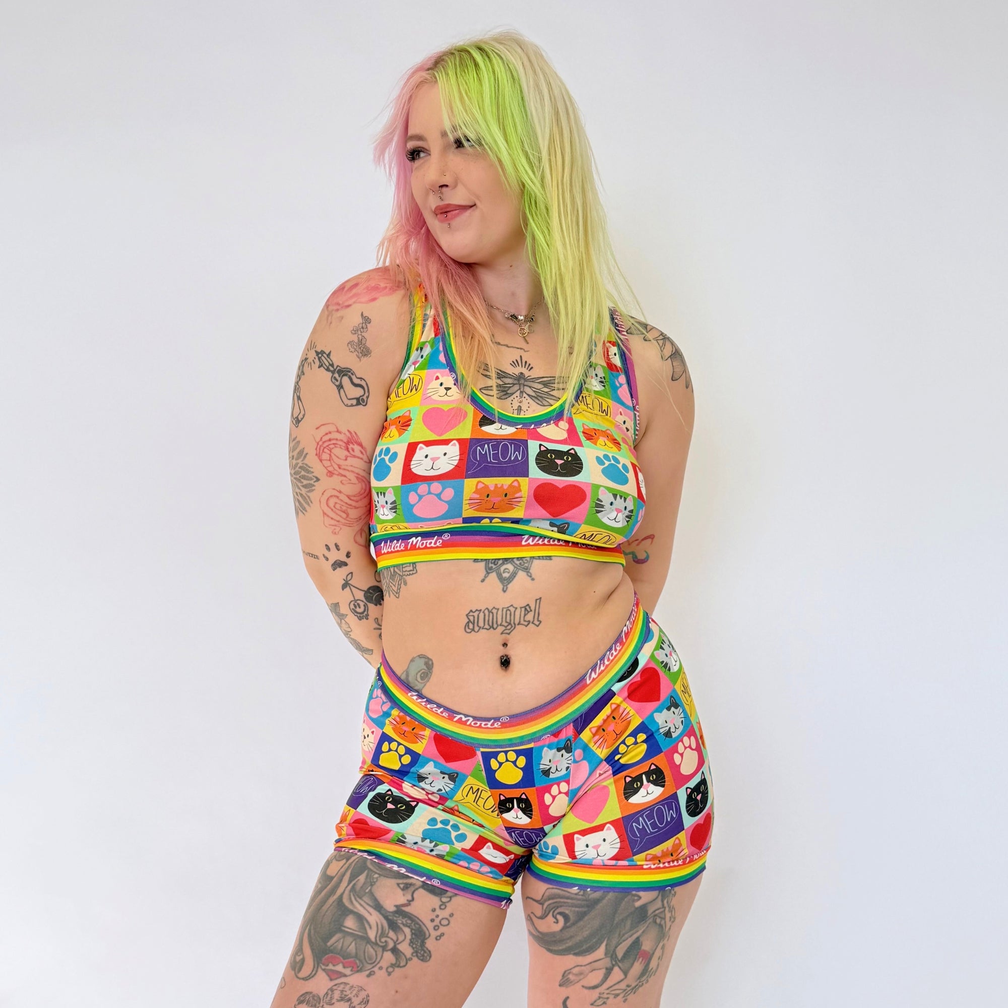 Comfort Bralette | Wilde Mode Patchwork Cats | Organic Cotton