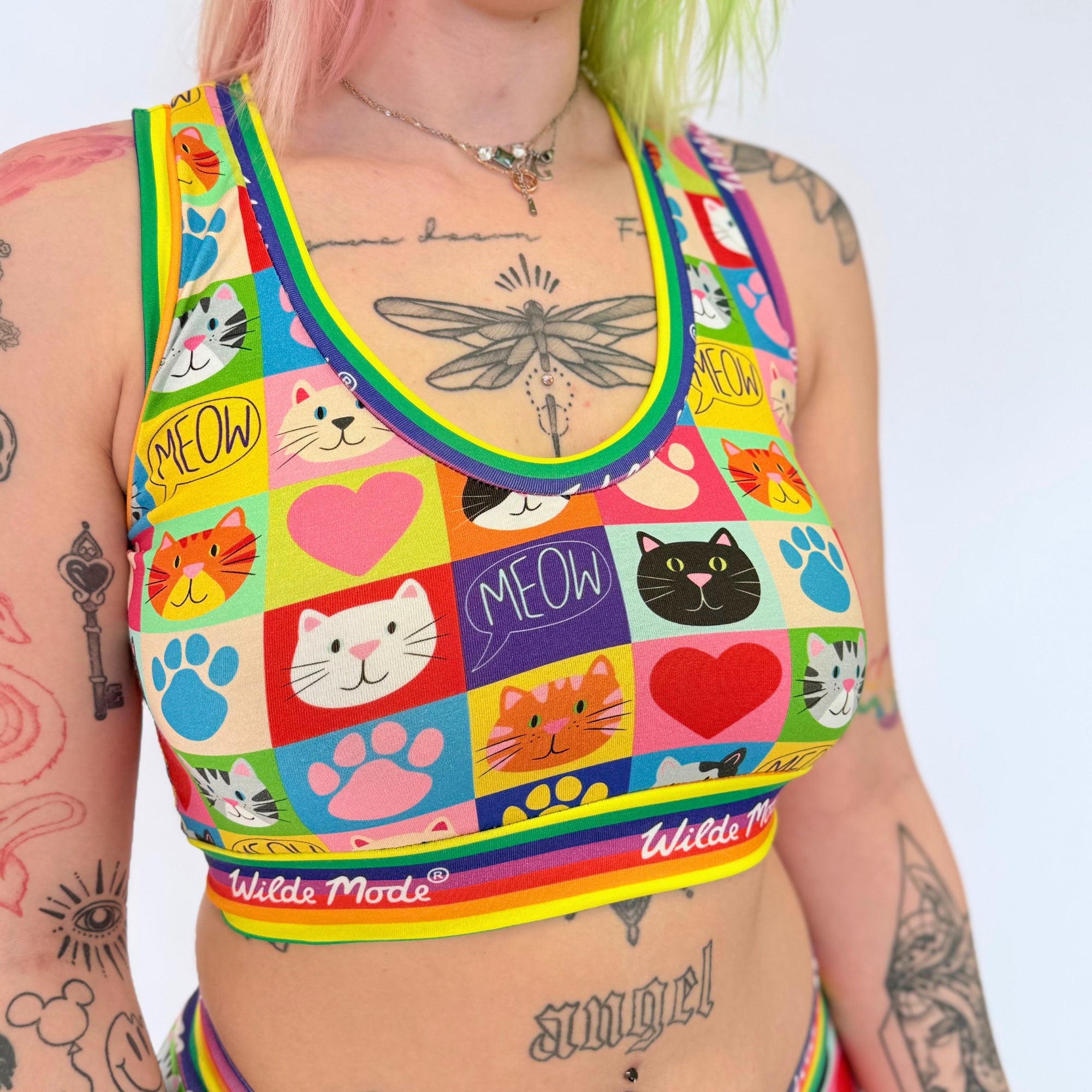 Comfort Bralette | Wilde Mode Patchwork Cats | Organic Cotton