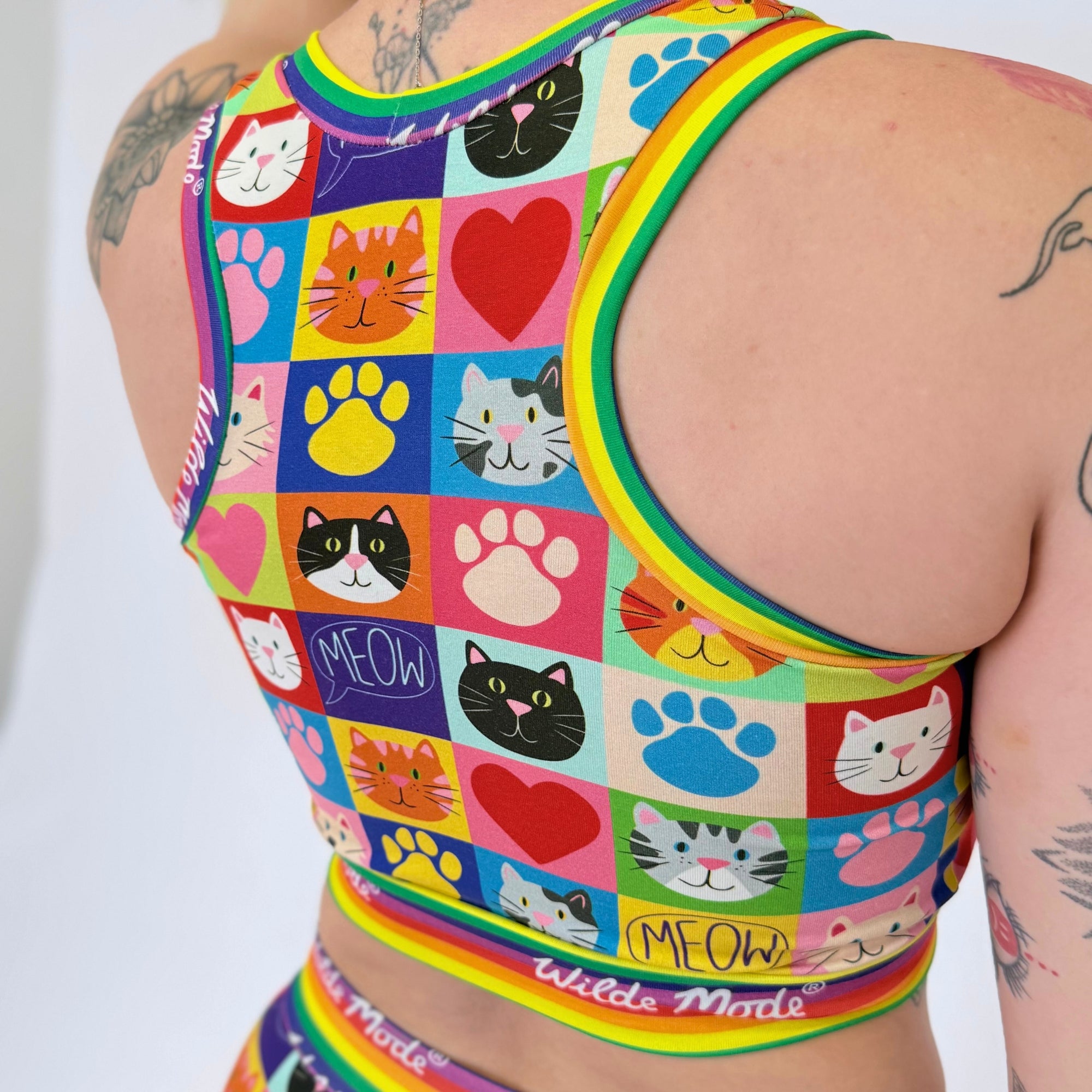Comfort Bralette | Wilde Mode Patchwork Cats | Organic Cotton