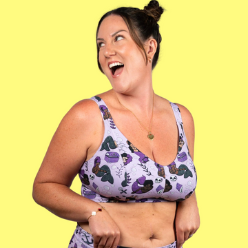 Organic soft cup bra from Wilde Mode X Arkolina, designed by Debz, featuring a feminine silhouette and comfortable fit for A to O cups.