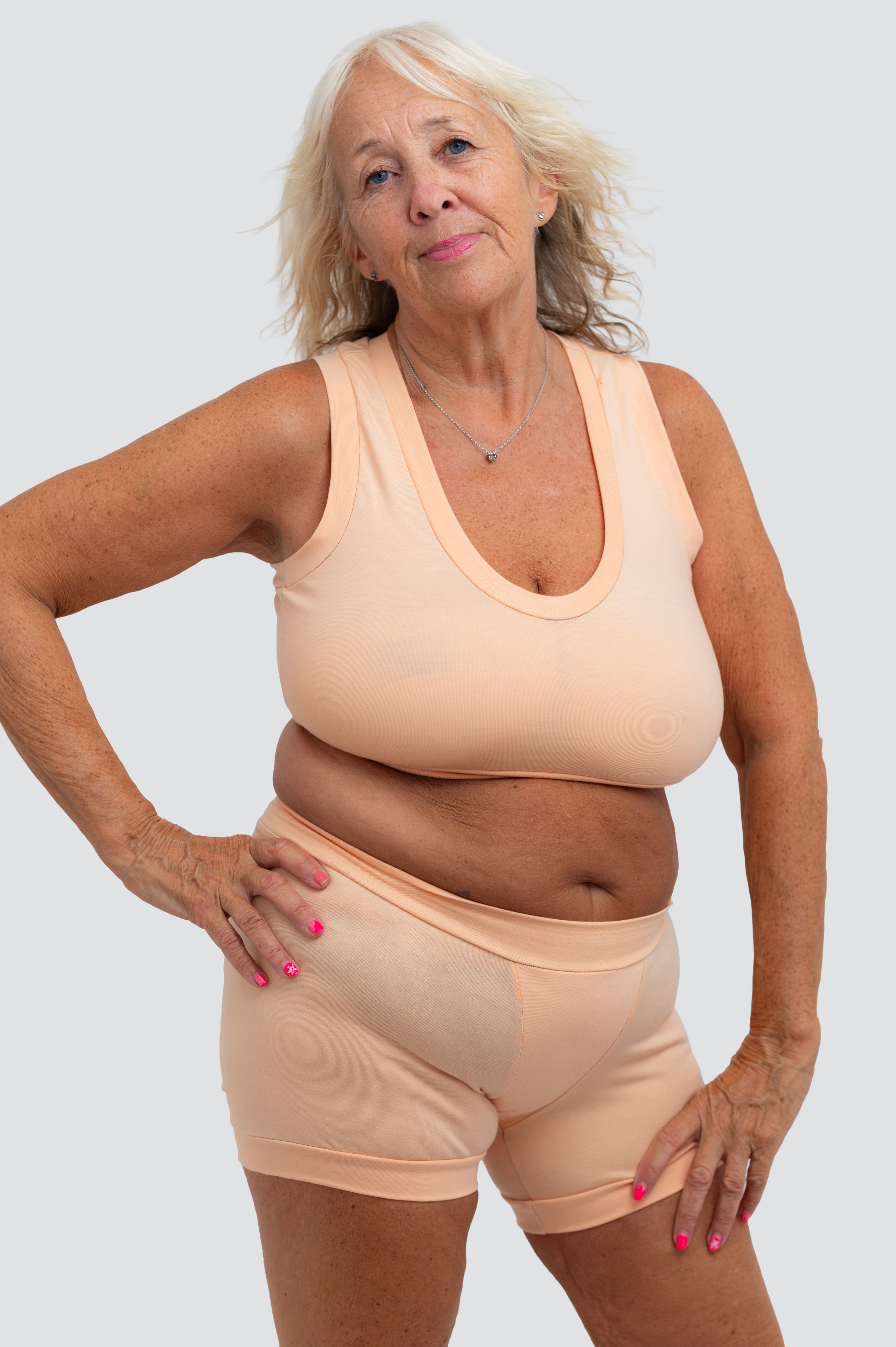 Pastel Pop Peach Organic Cotton Comfort Bralette | Handmade in the UK | Designed by Debz