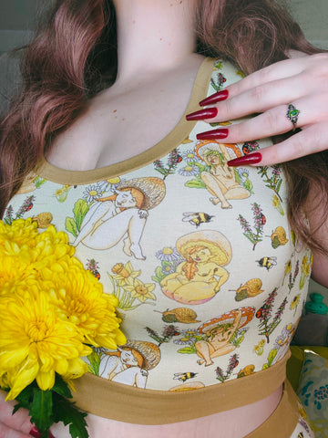 The Mushroom Babes | Organic Cotton Bralette | Handmade in the UK | 3XS-10XL