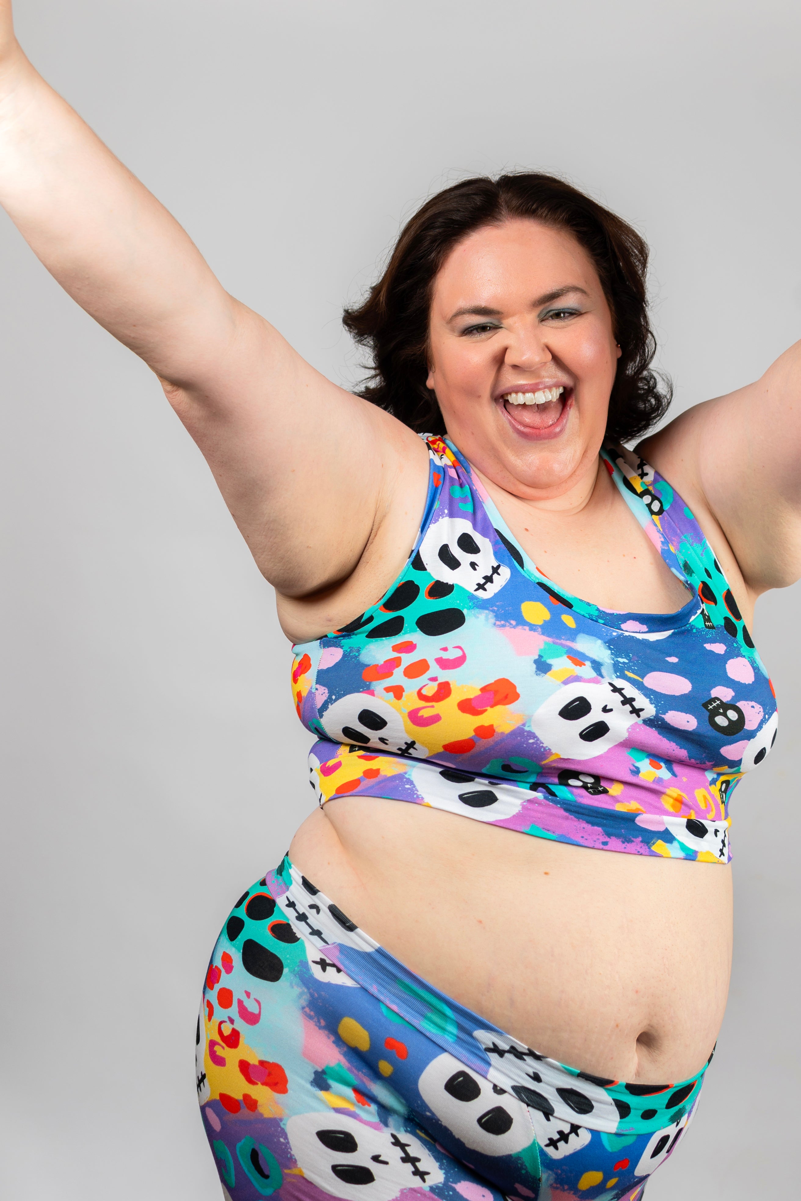 Wilde Mode Leopard Print Skulls | Organic Cotton Comfort Bralette | Wire-Free | Racer & Vest Back | 3XS-10XL | Handmade in UK by Designed by Debz