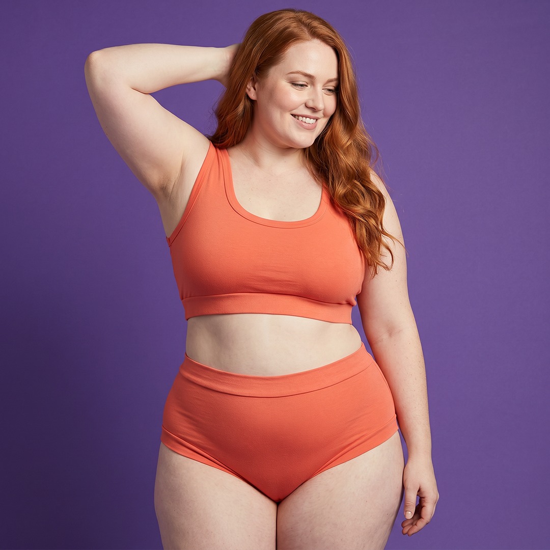 Multicolored organic bamboo comfort bralette by Designed By Debz, soft fabric, seamless fit, and stylish design.