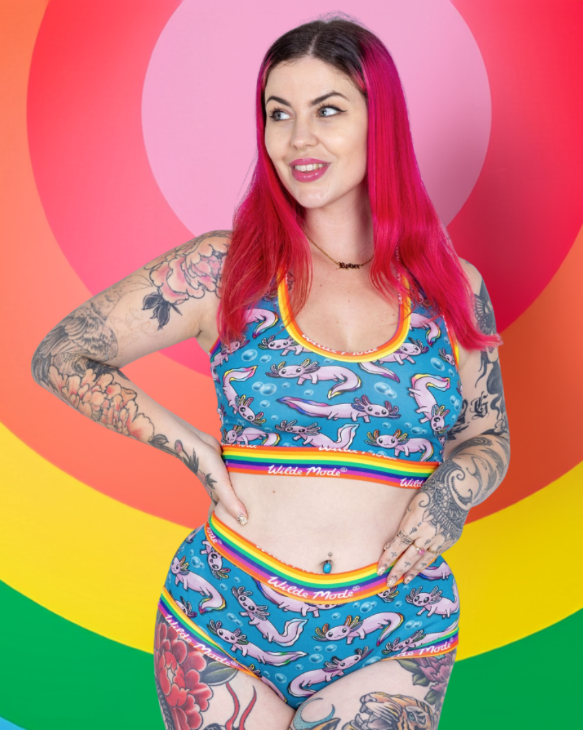 Comfort Bra | Wilde Mode Pride Axolotls | Organic Cotton