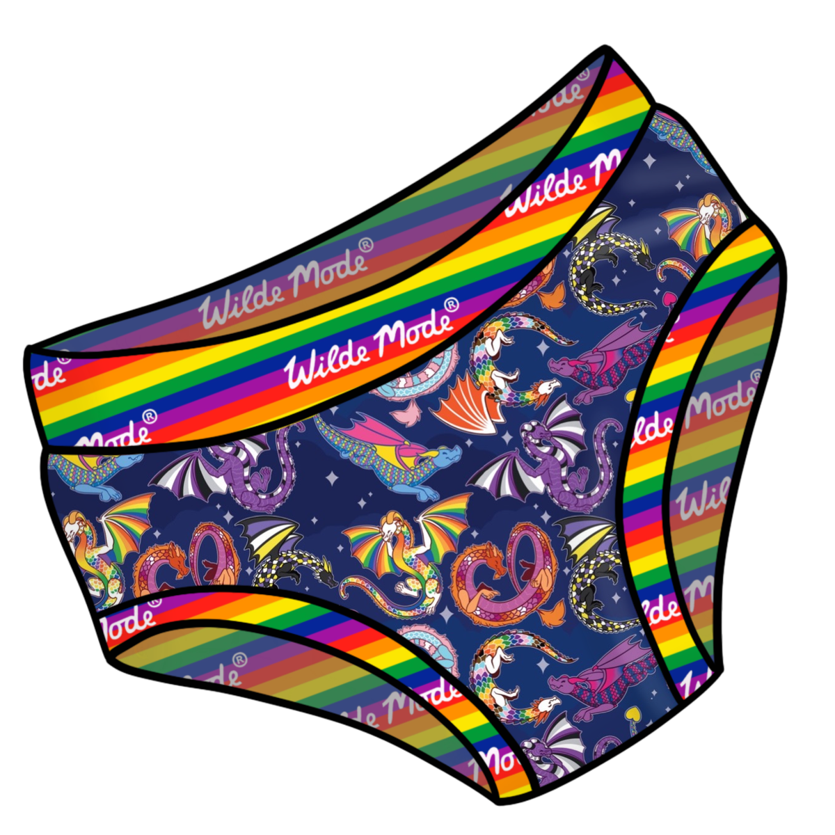 Wilde Mode X Pin & Tonic Pride Dragons  | Organic Cotton Briefs | Handmade in the UK | 3XS-10XL