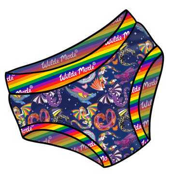 Wilde Mode X Pin & Tonic Pride Dragons  | Organic Cotton Briefs | Handmade in the UK | 3XS-10XL