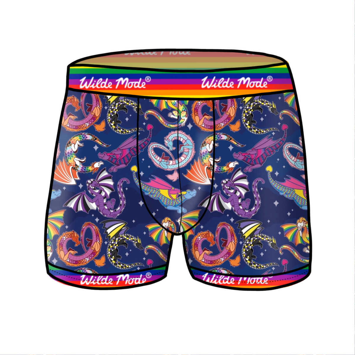 Wilde Mode X Pin & Tonic Pride Dragons | Unisex Organic Cotton Comfort Boxers | XS-6XL