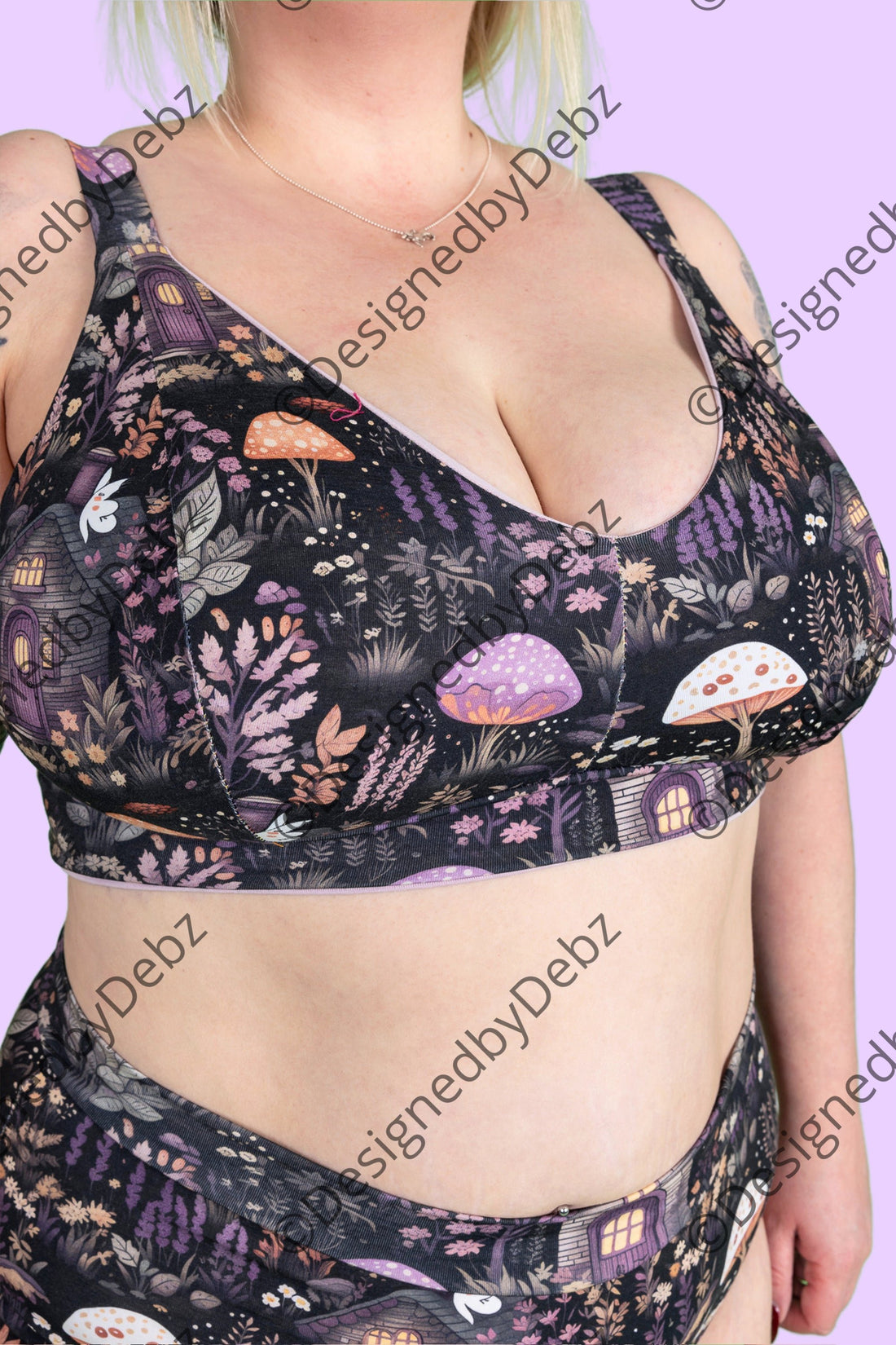 Wireless comfort bra by Designed By Debz made with organic cotton and soft cups, perfect for all-day wear.