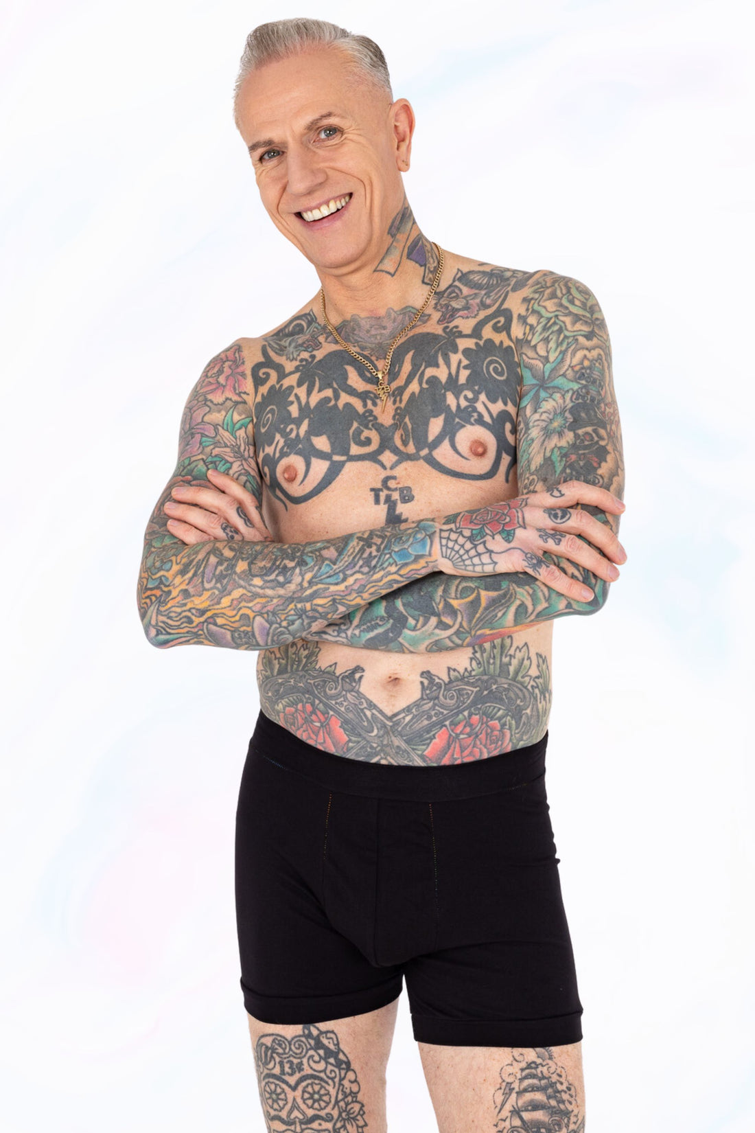 Natural-colored organic cotton boxers by Designed By Debz, featuring a comfortable fit and neutral design.