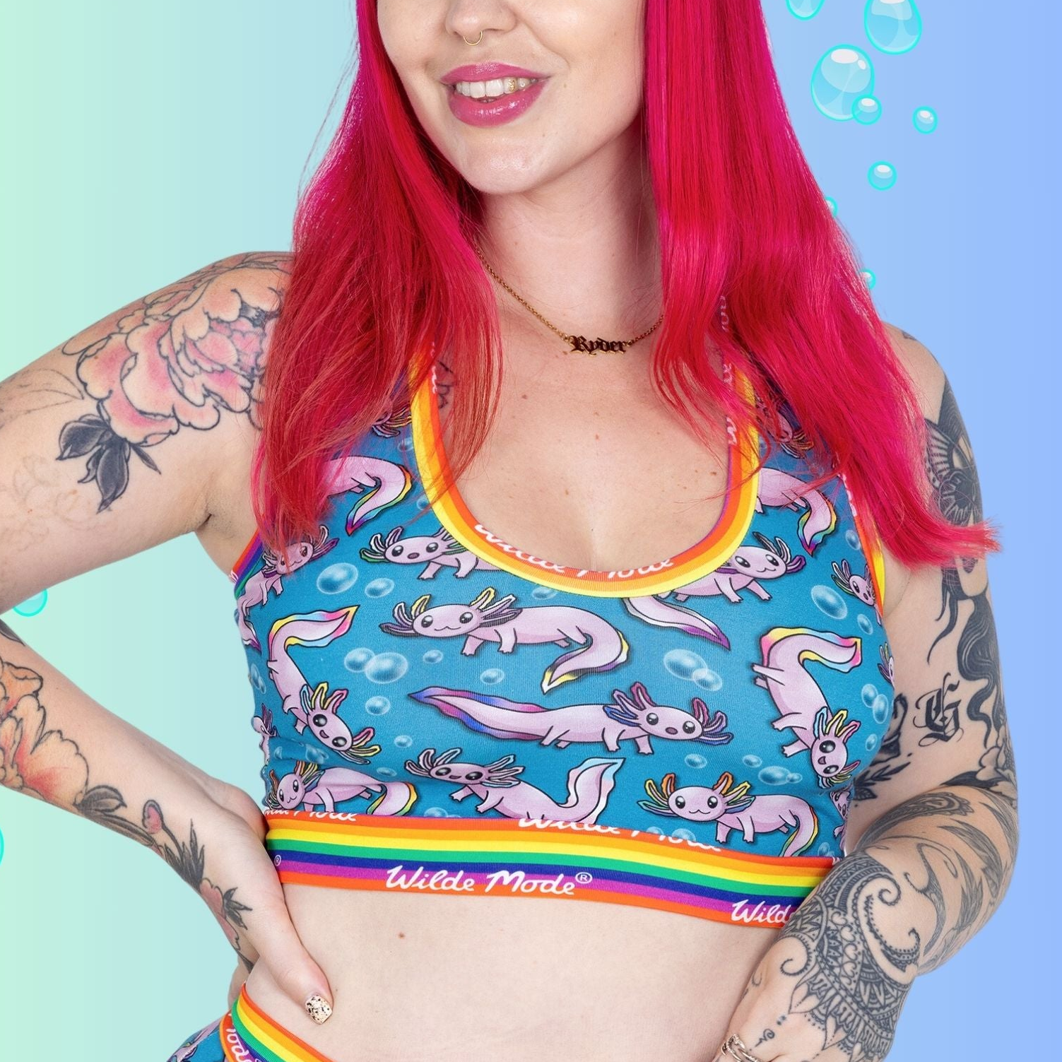Wilde Mode Pride Axolotl Comfort Top | Organic Cotton | Handmade in the UK