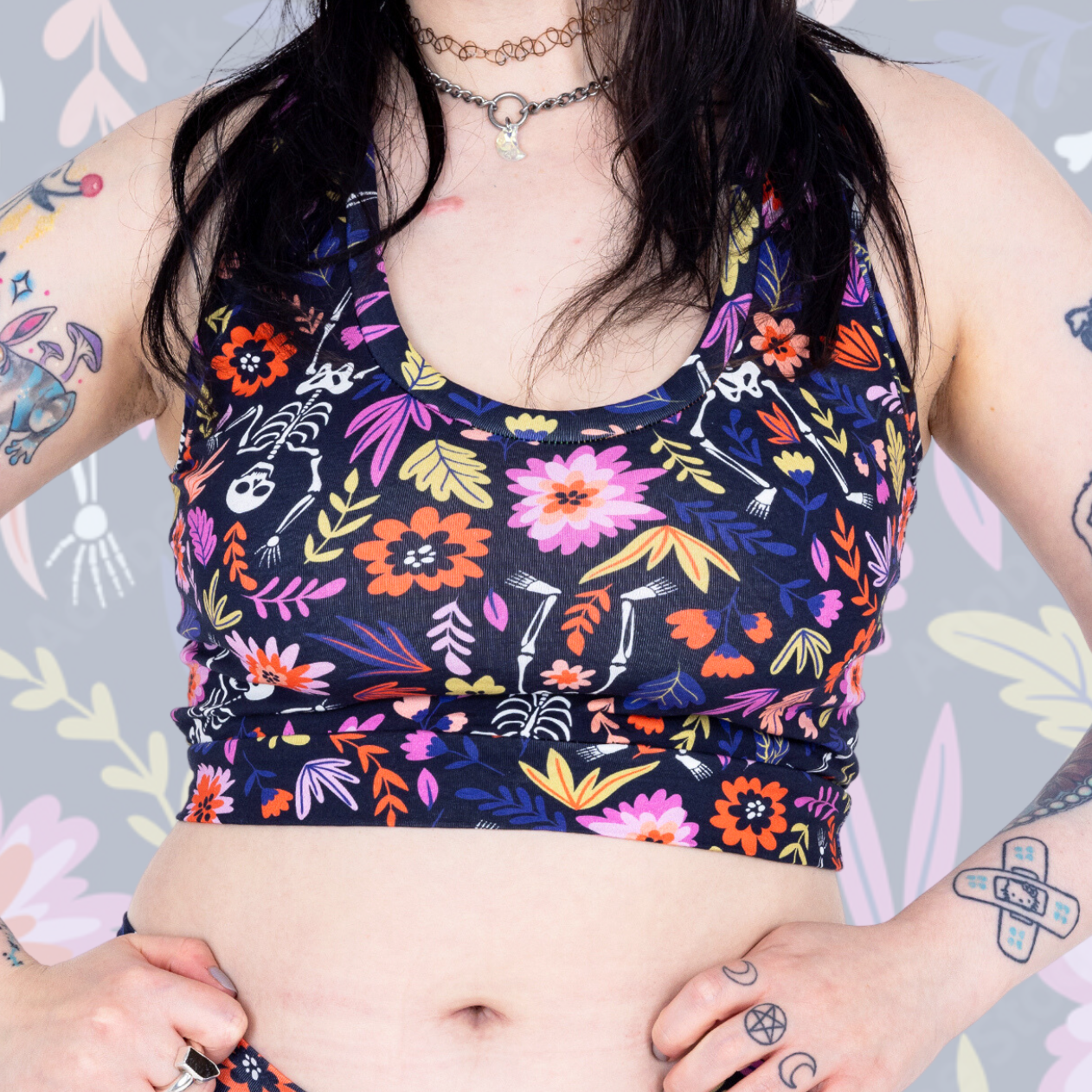 Comfort Bralette | Dancing Skeleton Print | Organic Cotton