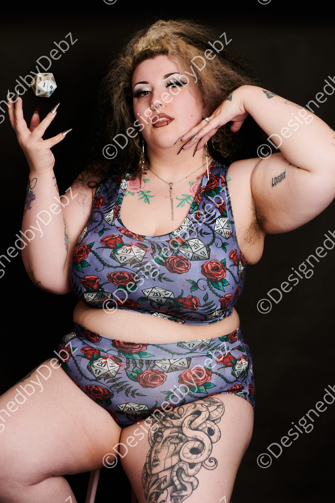 Dungeons and Dragons organic cotton comfort bralette by Designed By Debz featuring DND print, soft and supportive lingerie for everyday wear.