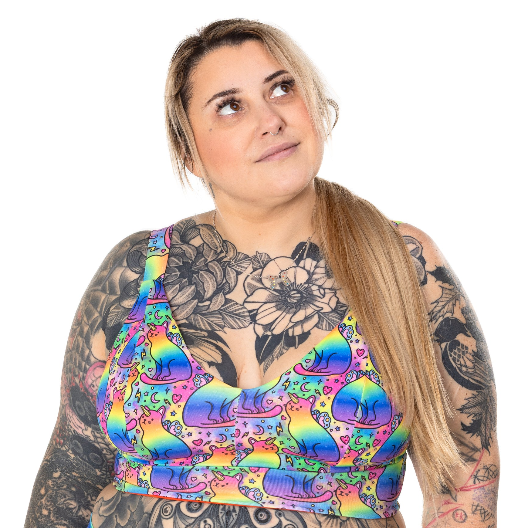 Wilde Mode Comfort Bra | Rainbow Unicorn Cats | Organic Cotton