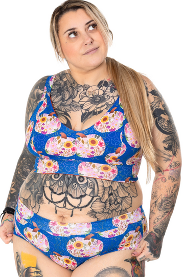 Soft floral pumpkin print briefs by Designed By Debz made of organic cotton, featuring a comfortable fit and vibrant design.