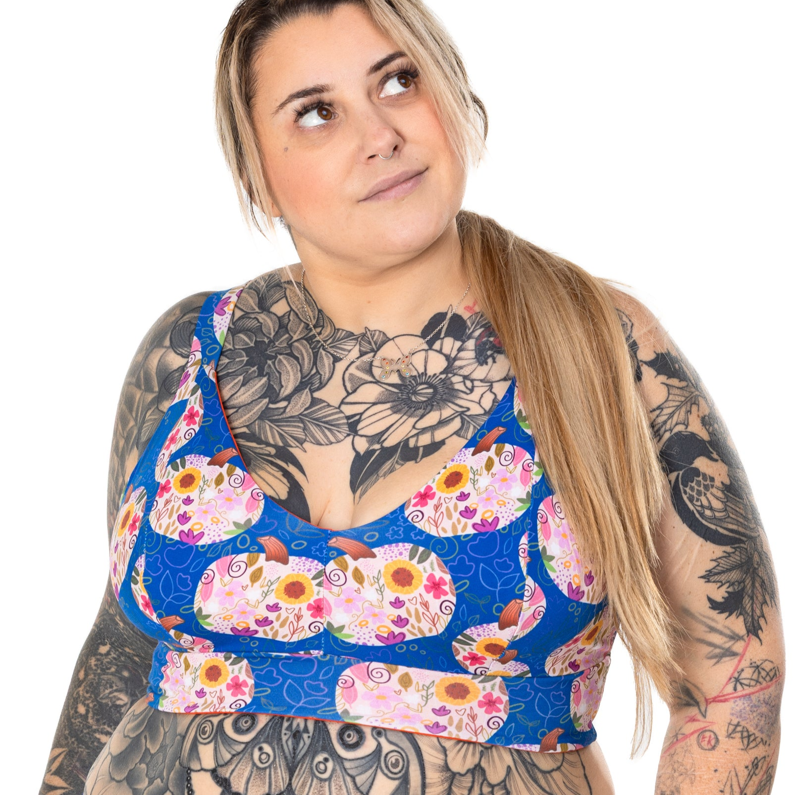 Comfort Bra | Floral Pumpkins Print | Organic Cotton