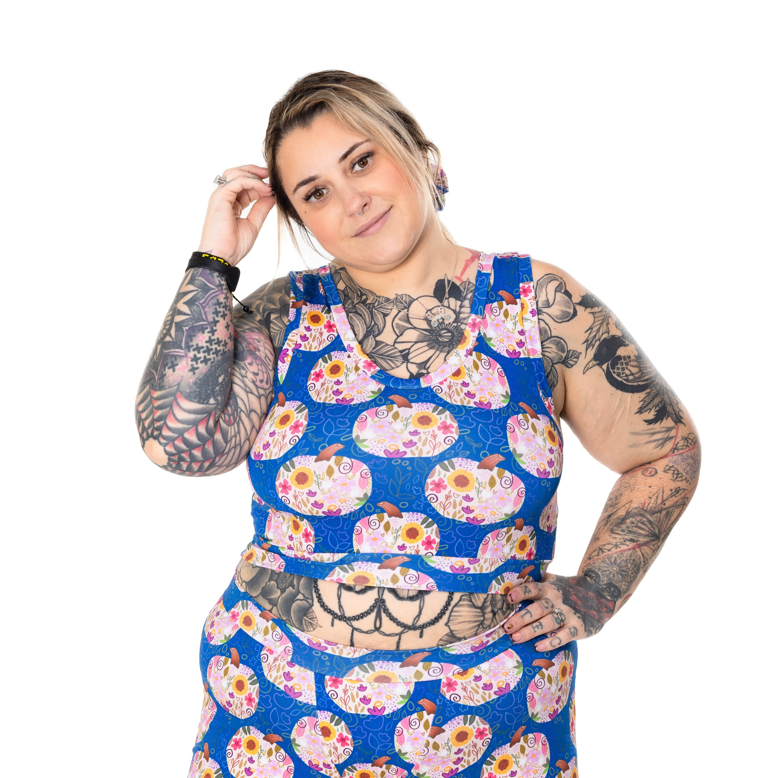 Comfort Bralette | Floral Pumpkins Print | Organic Cotton
