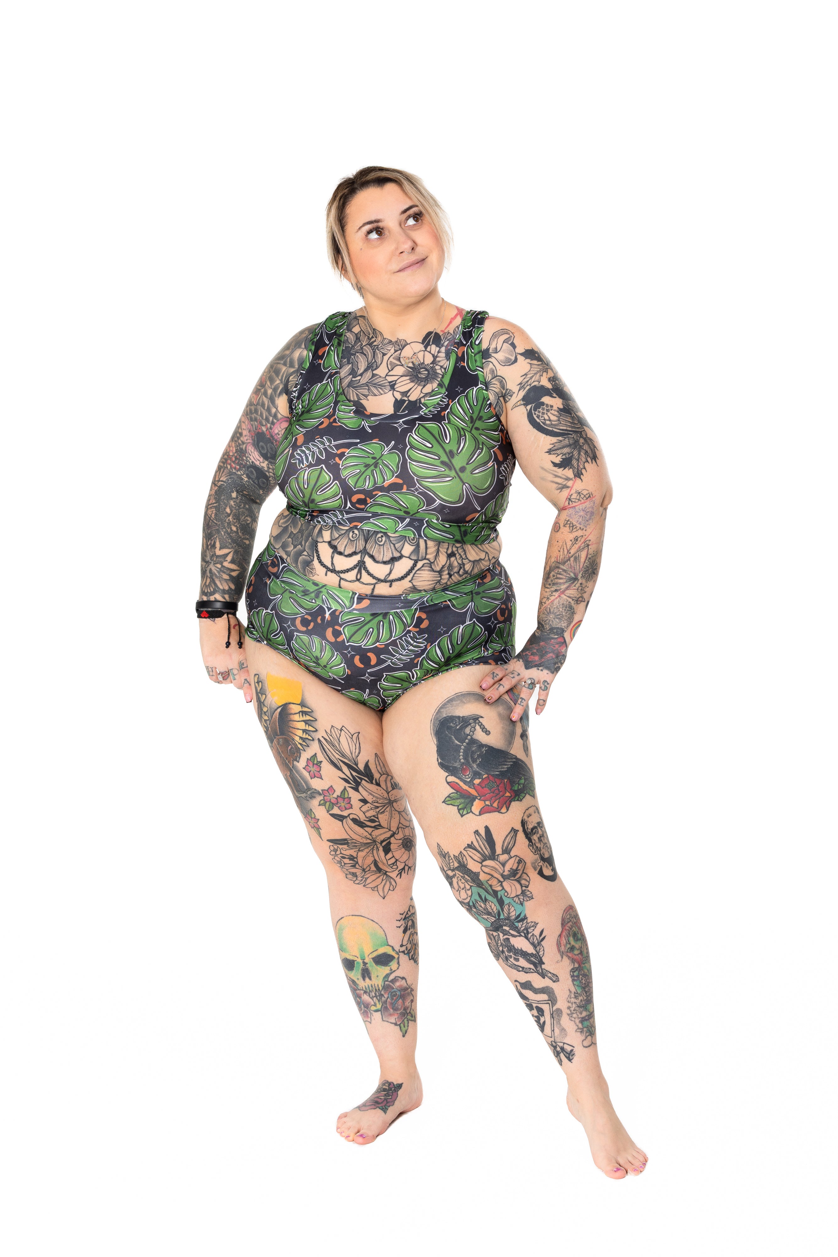 Swim Comfort Bralette | Monstera Plant Print | UK Made