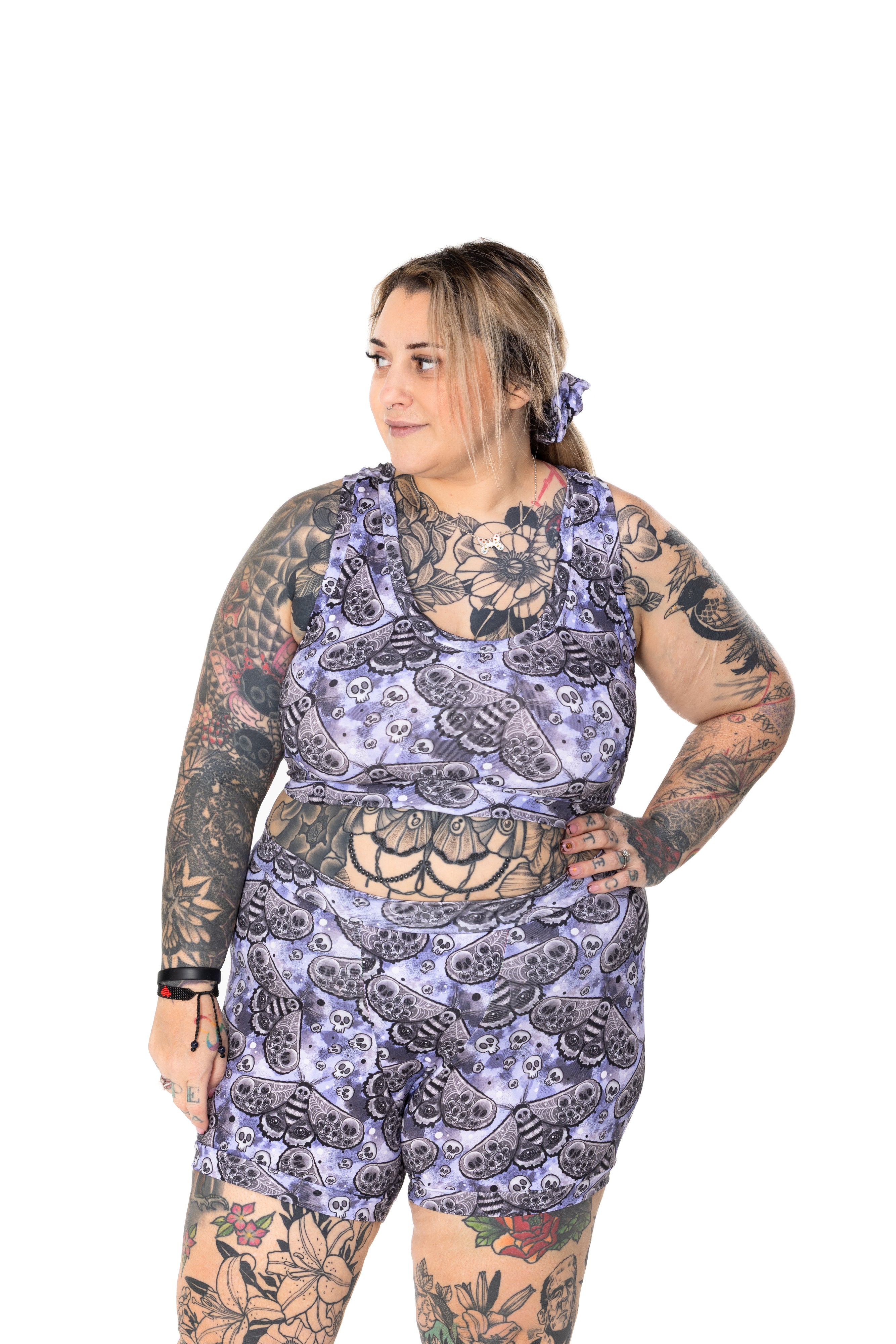 Comfort Bralette | Lilac Goth Moth Print | Organic Cotton