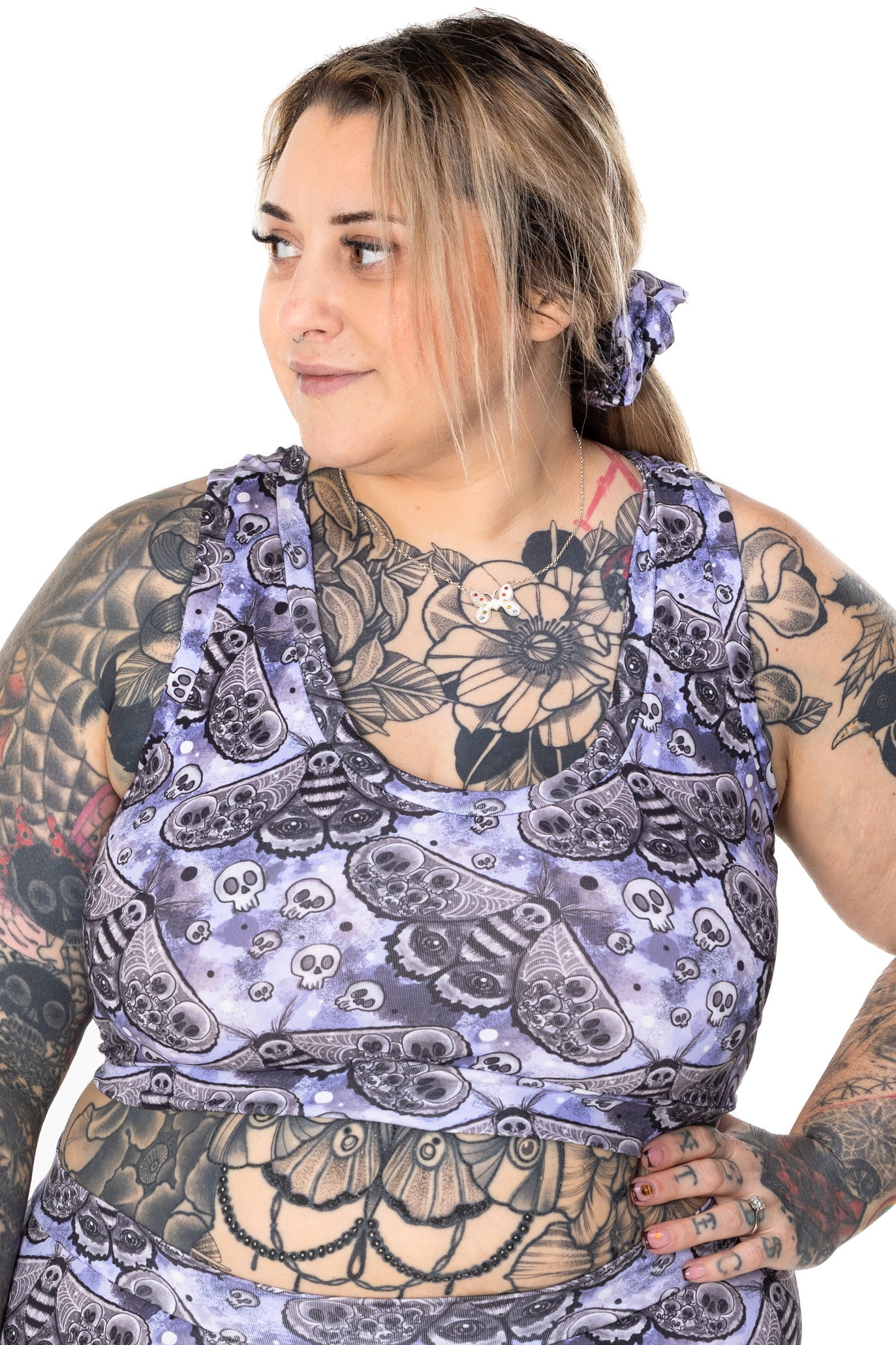 Comfort Bralette | Lilac Goth Moth Print | Organic Cotton