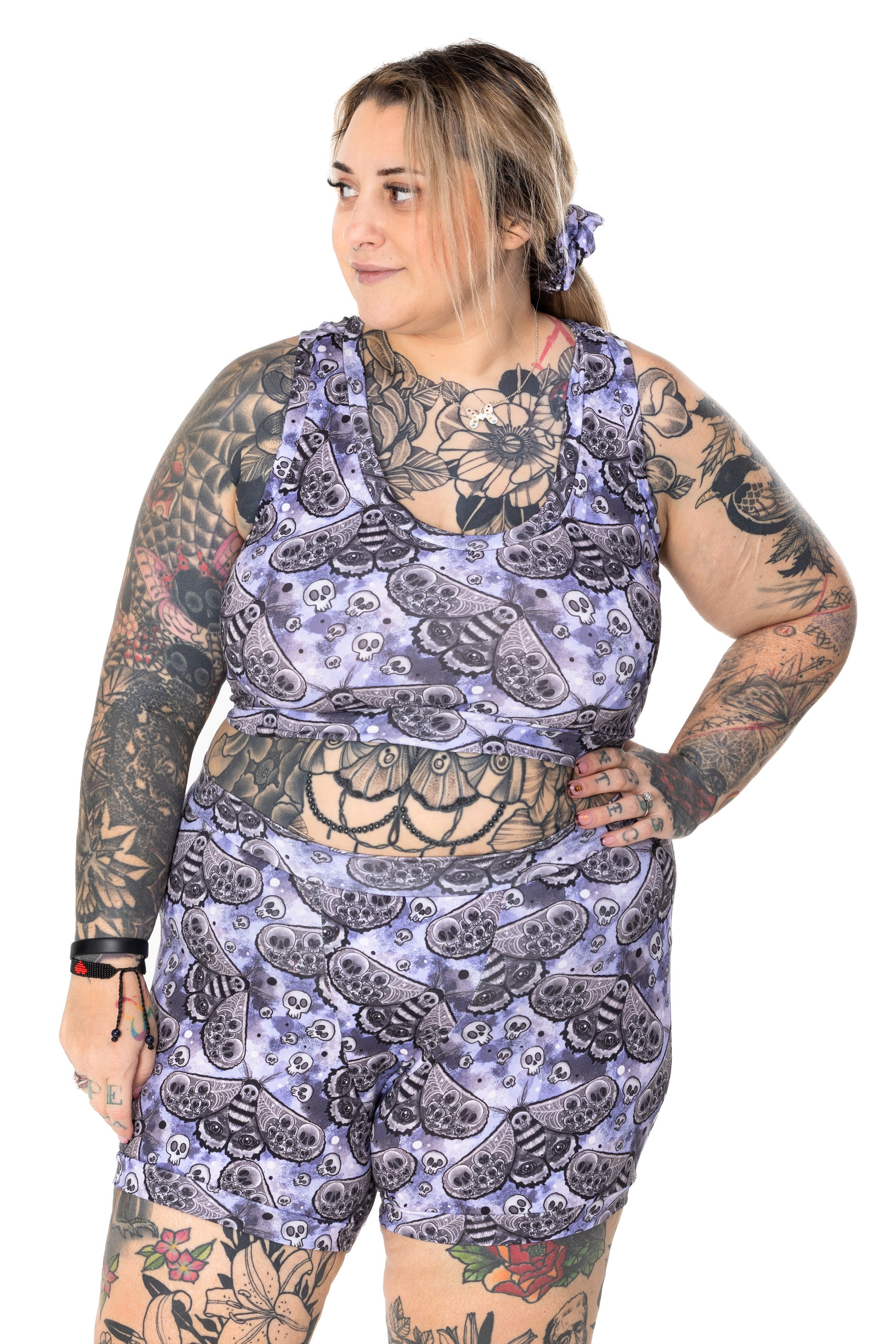 Comfort Bralette | Lilac Goth Moth Print | Organic Cotton