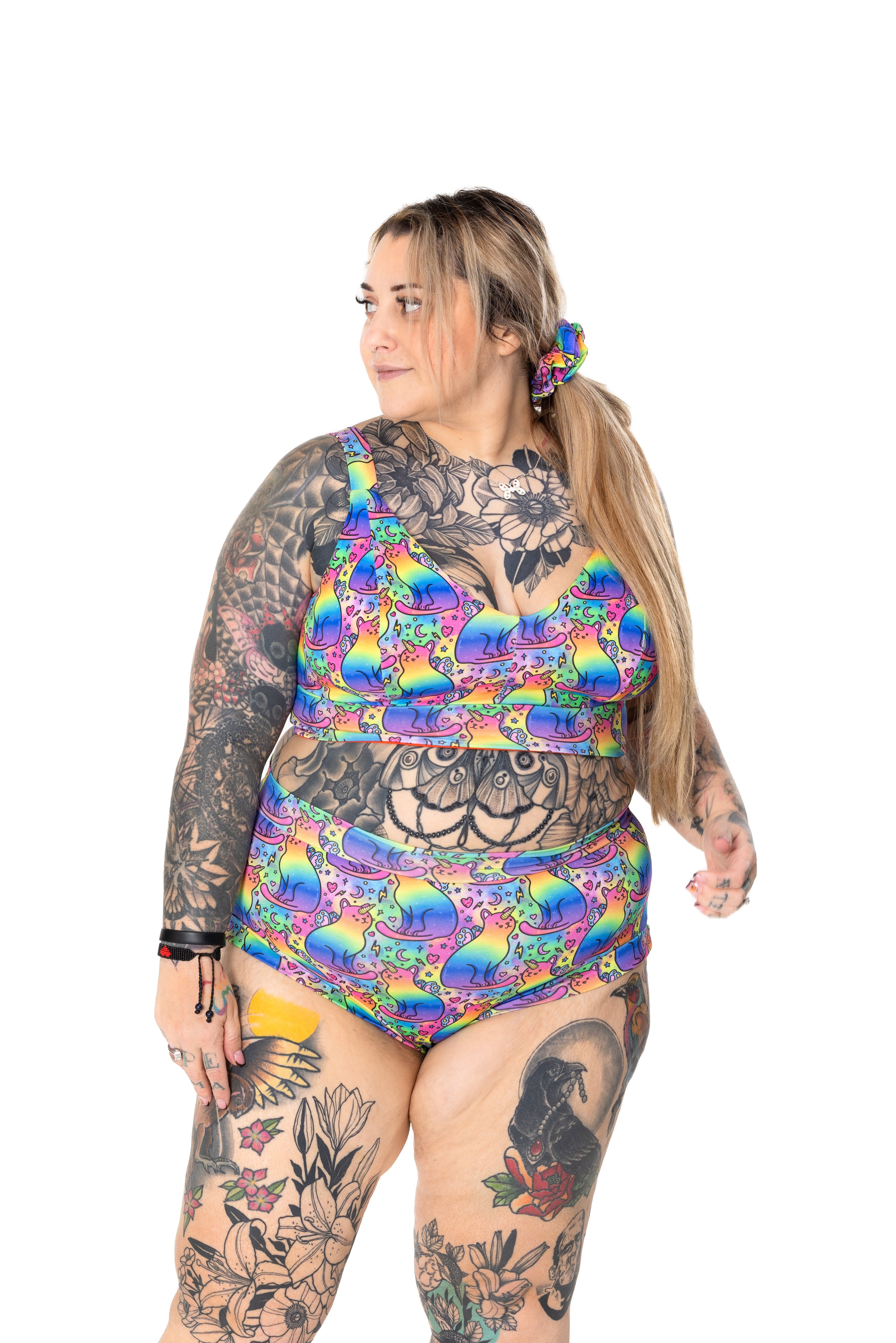 Wilde Mode Comfort Bralette | Rainbow Unicorn Cats | Organic Cotton