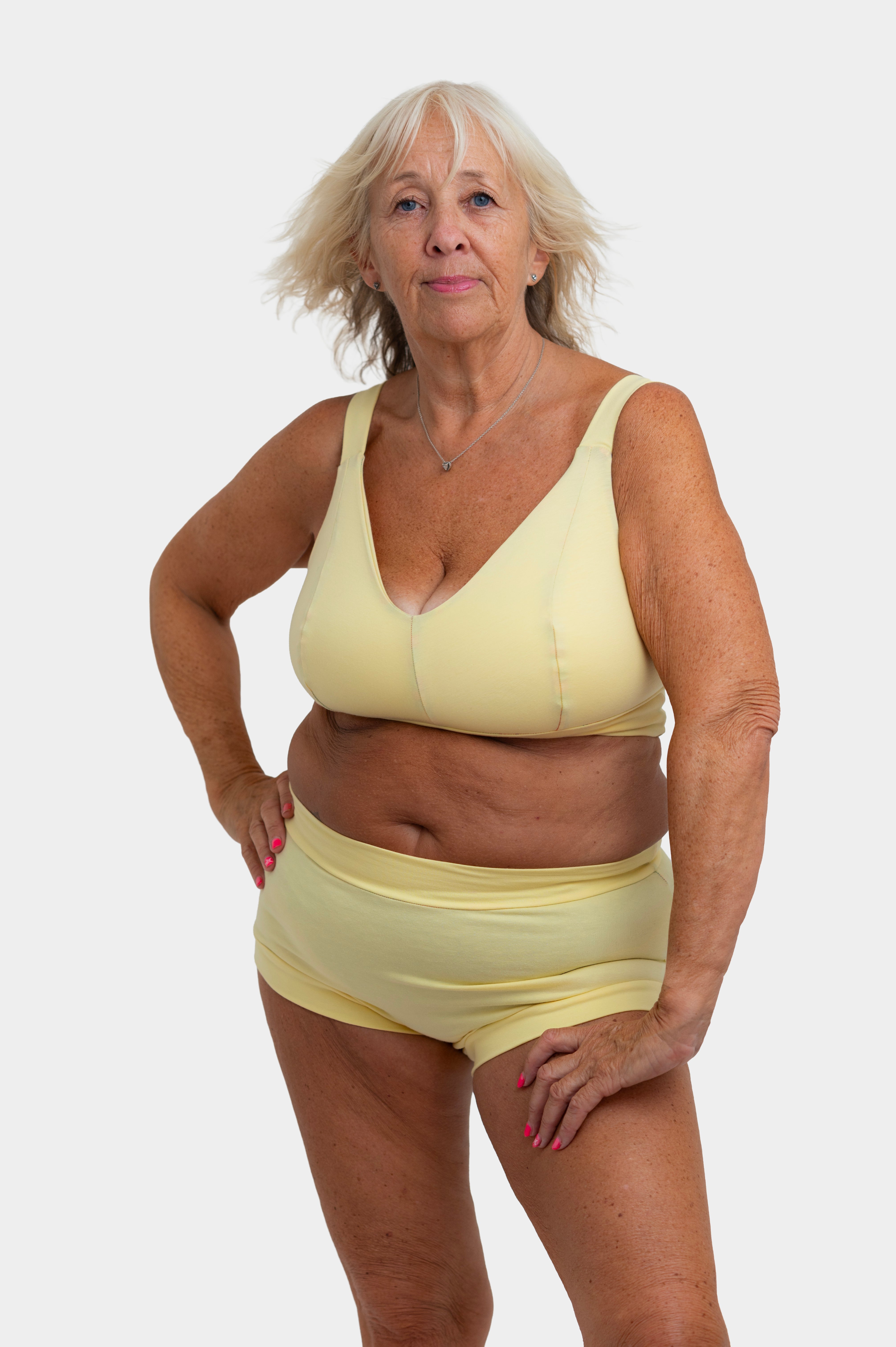 Pastel Lemon Yellow Organic Cotton Bra | Handmade Underwired Cotton Bra | Soft Support Bra | Made in the UK by Designed by Debz