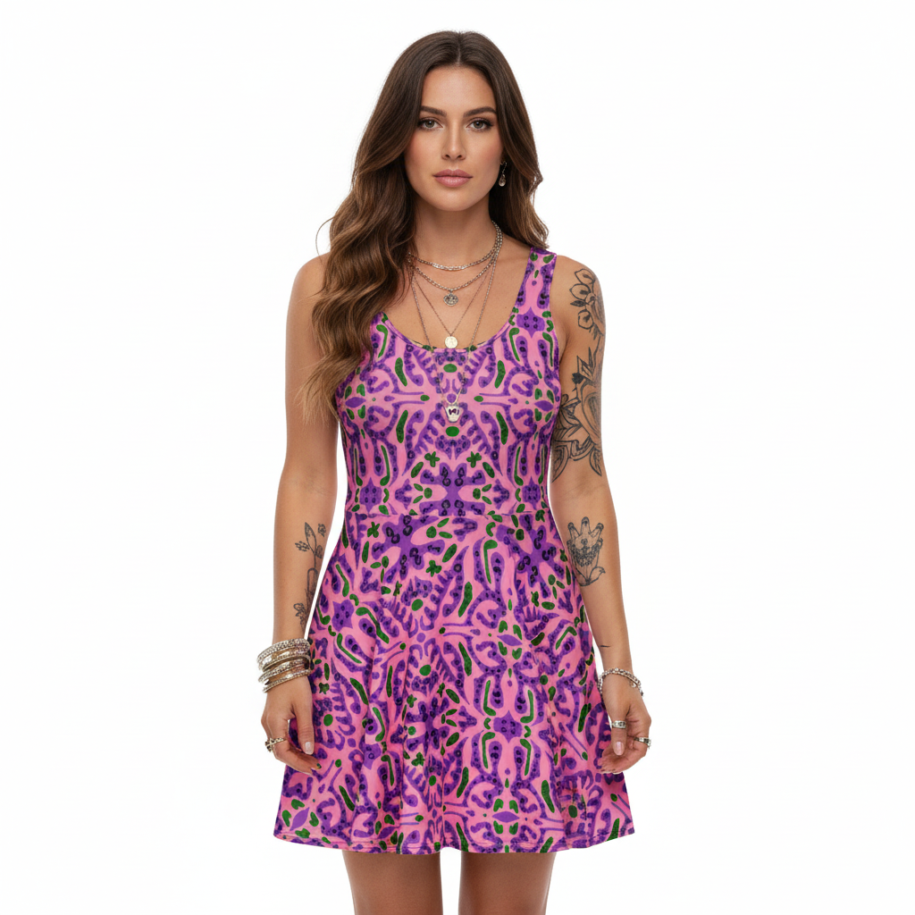 Skater Dress | Abstract Leopard Print | Cotton