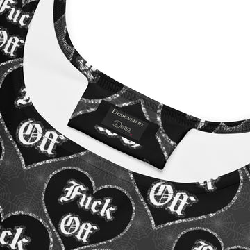 Printful Fuck Off skater dress featuring bold all-over print in white fabric, stylish and casual for everyday wear.