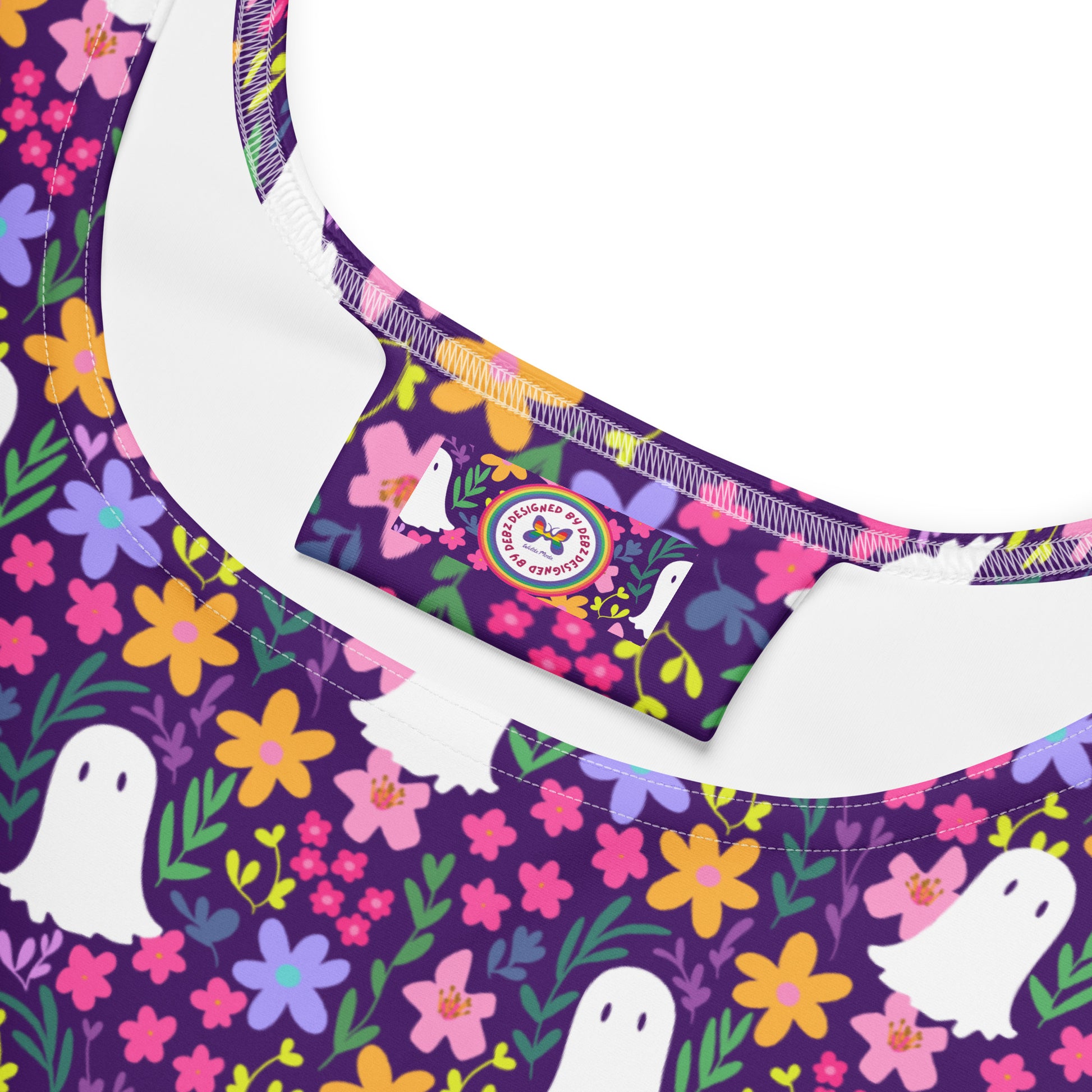 White Summer Boo Skater Dress by Printful featuring all-over print and a classic flared design, perfect for warm-weather style.