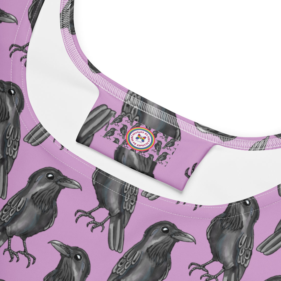 White skater dress by A Murder of Crows featuring all-over print, made from recycled materials and designed to order.
